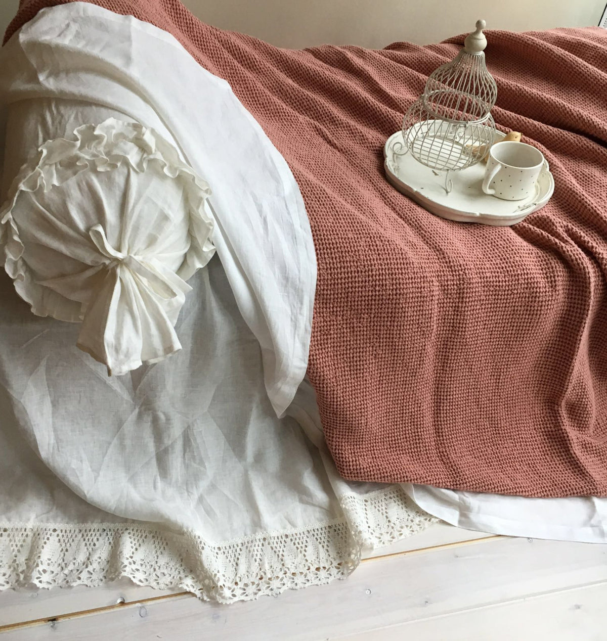 Voluminous Blanket, Linen and Cotton blend blanket, Linen throw, Natural Blanket, Linen coverlet, Daybed blanket, Christmas gift