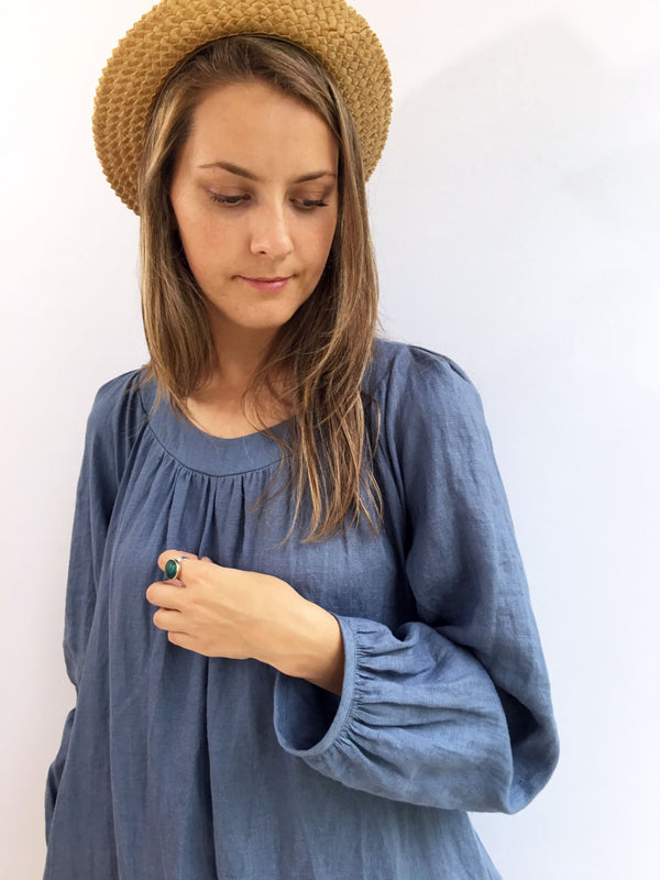 knee length dresses for ladies Long Sleeved Linen Maxi Dress 'Lauren'