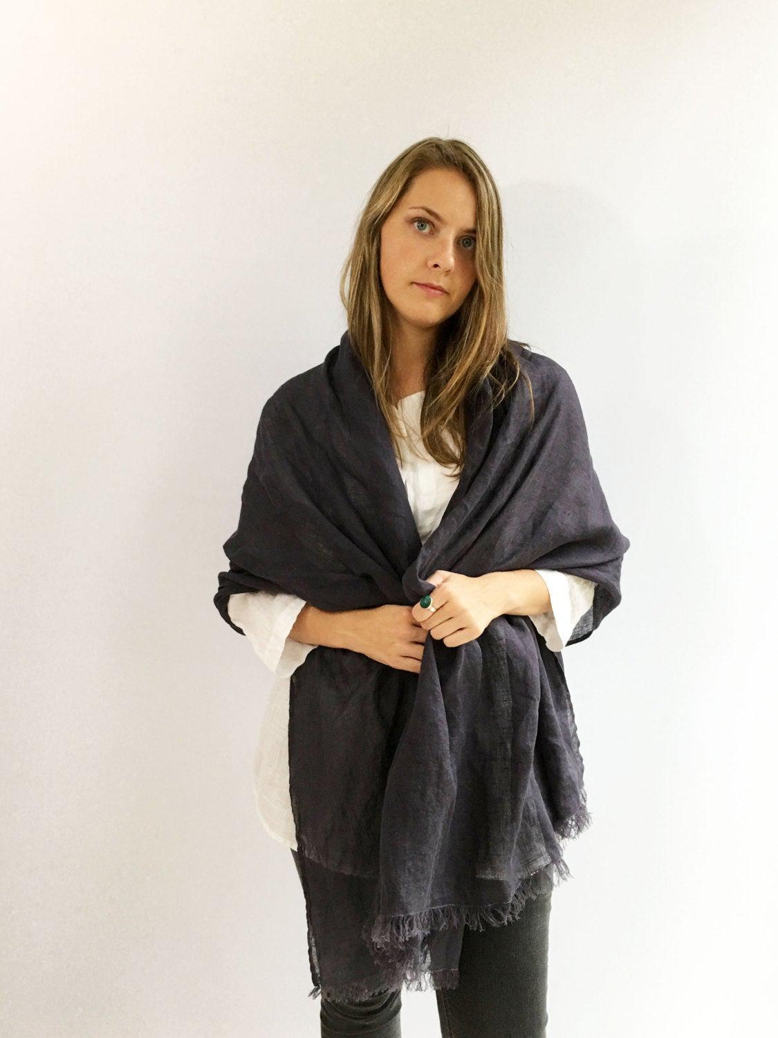 Oversized Mens Silk Scarf in Charcoal 