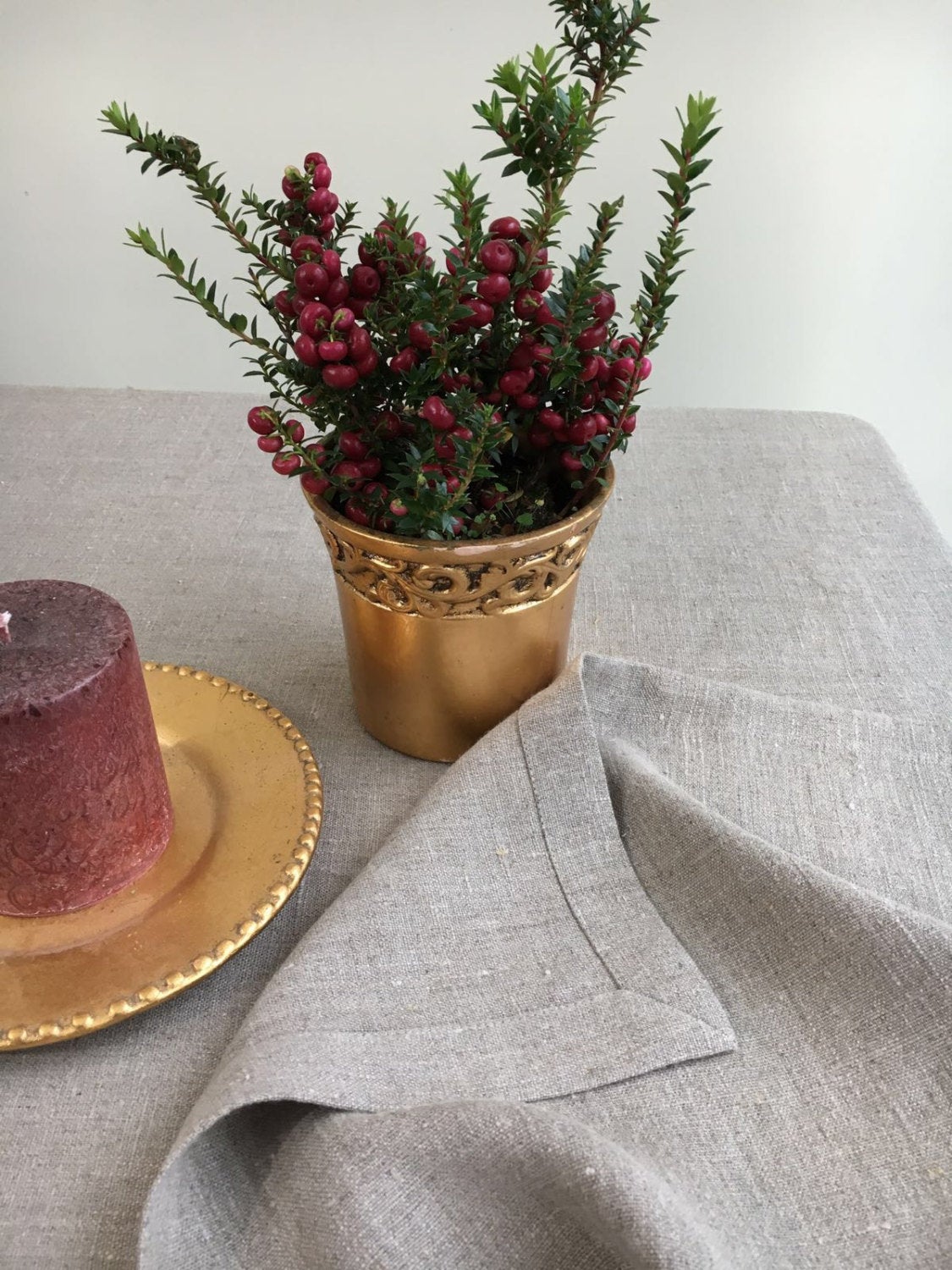 Natural Linen tablecloth, Stonewashed natural linen tablecloth, rectangle tablecloth Christmas table Thanksgiving table by Linenbee