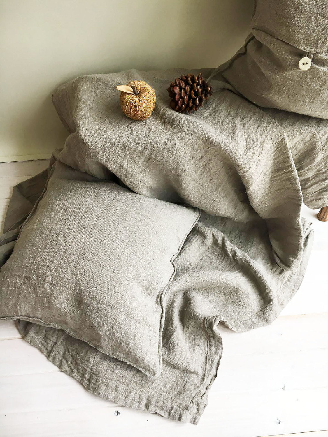 Decorative Pillowcases from Natural Rustic Linen, Countryhouse Shams, Linen Throw Pillow Covers, Throw Pillows, Set of two sham covers raw