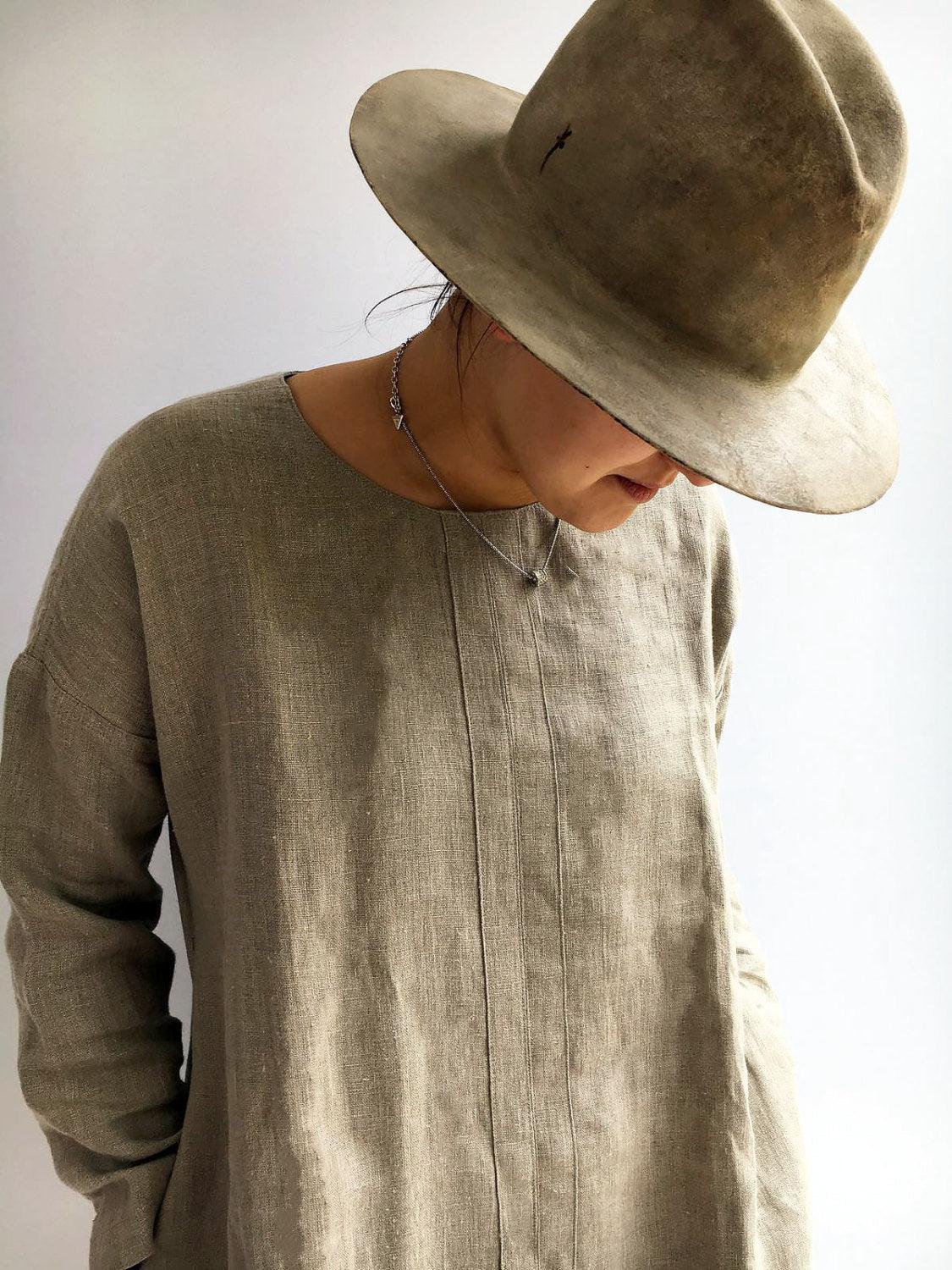 Natural linen tunic, Tunic Top - Linenbee