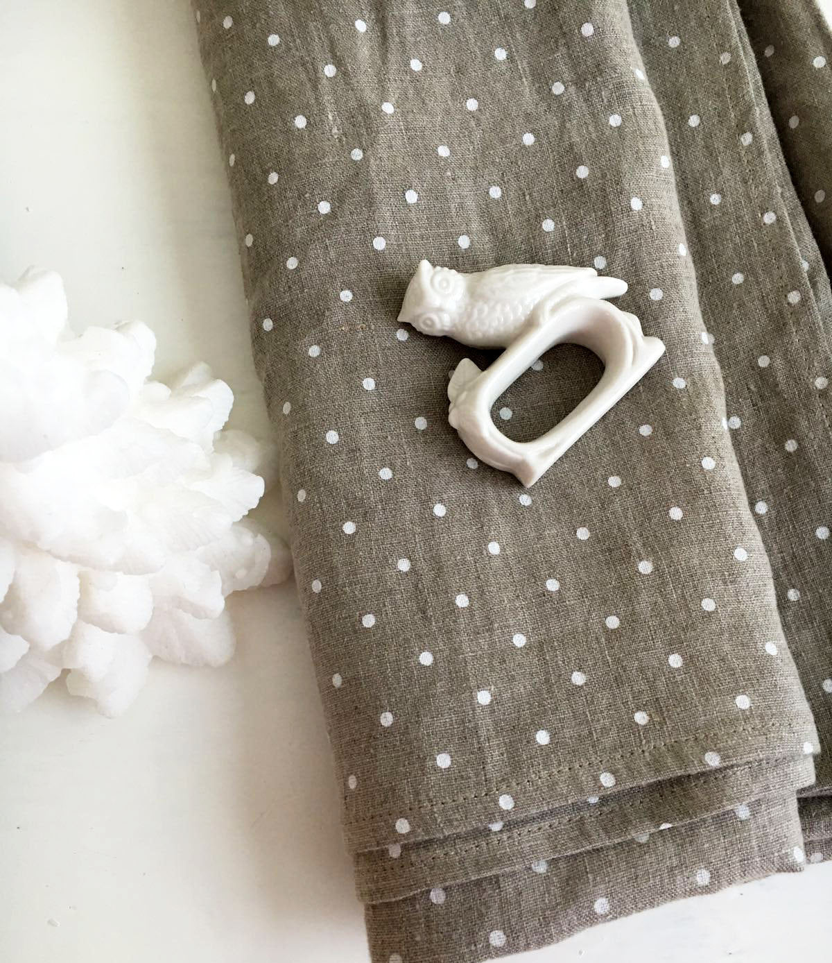 Linen Christmas tablecloth, White dotted tablecloth, Stonewashed natural linen tablecloth, rectangle tablecloth Christmas table polka dots