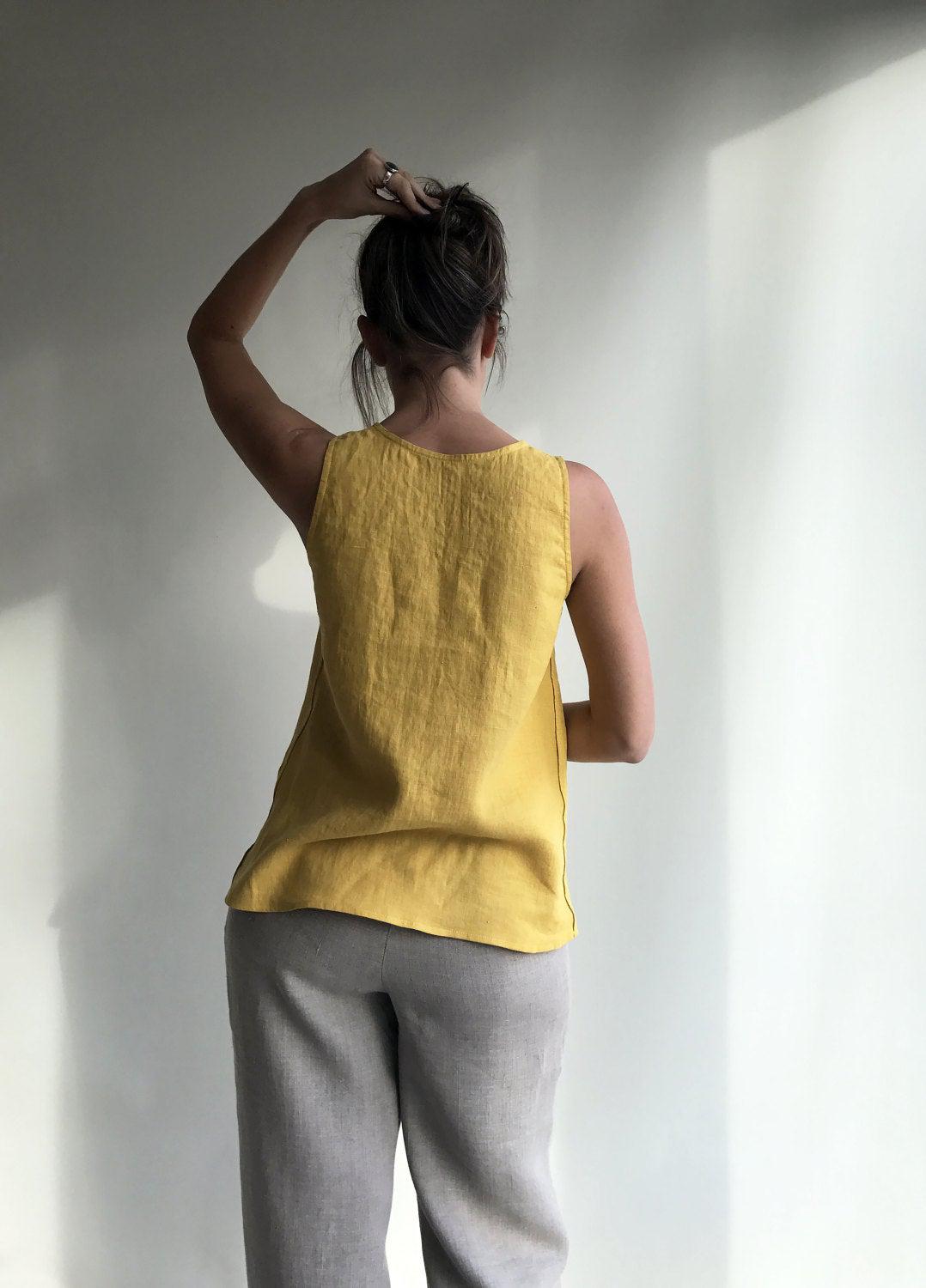 Sleeveless Linen Top, Womens Top, Linen Tee, Plus size shirt, Loose top, Loose Linen Shirt, Plus size top