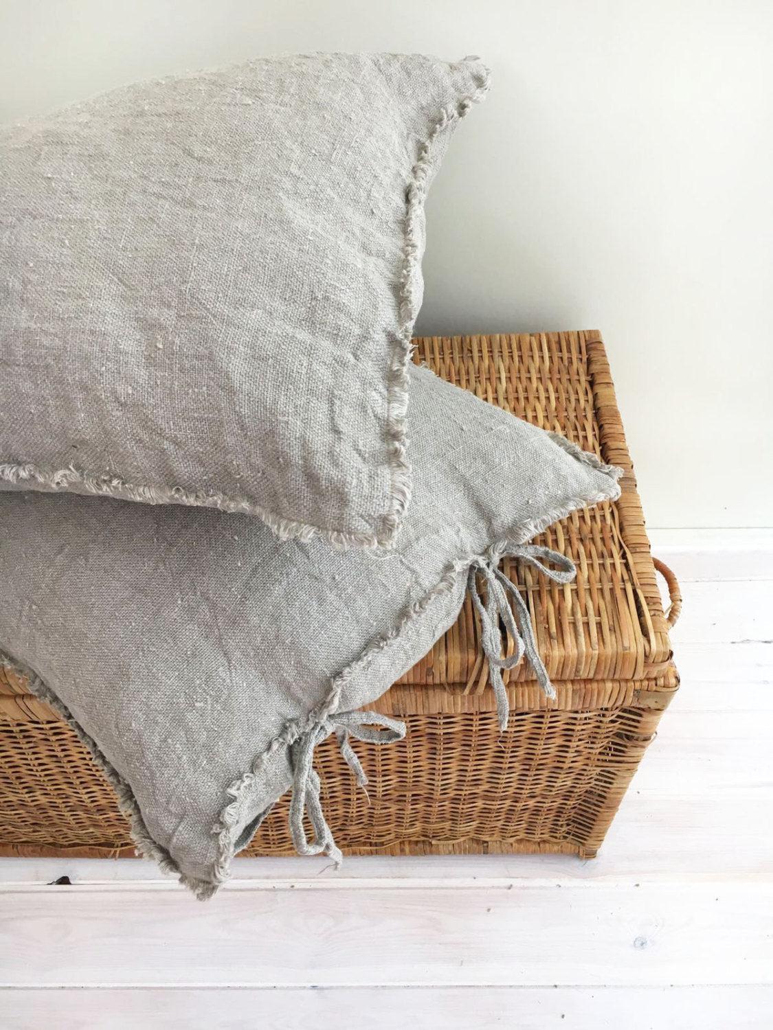 Textile Decor Burlap Lined Linen Throw Pillow Cases