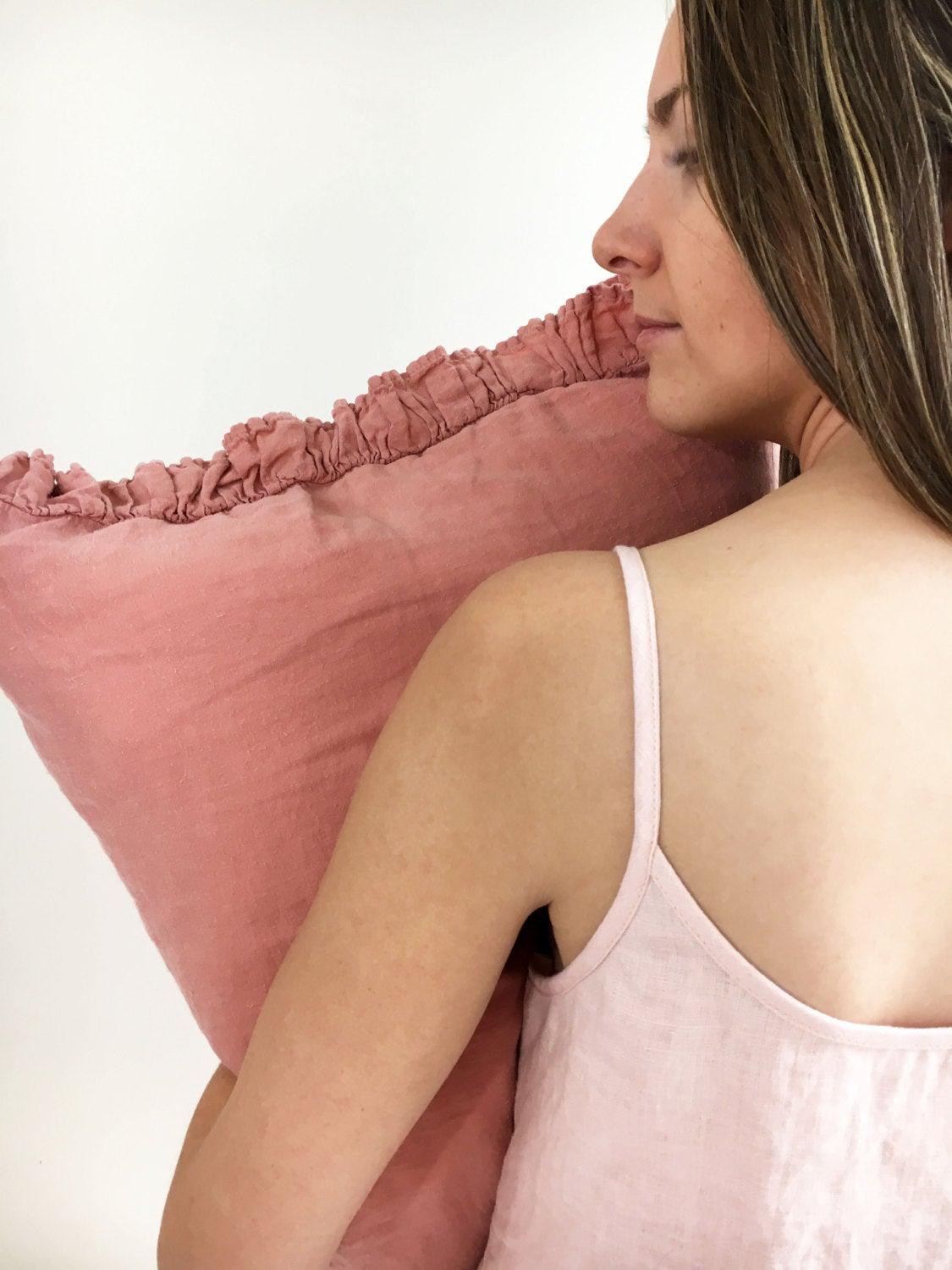 Linen pyjama, pink pajama, pajama shorts and top, pajama loungewear, gift for her, valentines gift, gift for daughter, short linen pyjama