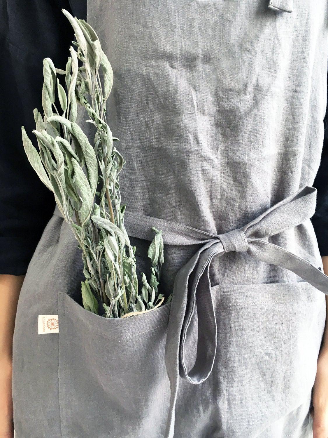 Full Apron from 100% linen, Full Linen Apron, Womens Apron, Mens Apron, Chef Apron, Long Linen Apron, Kitchen Apron, Crafts Apron, Handmade