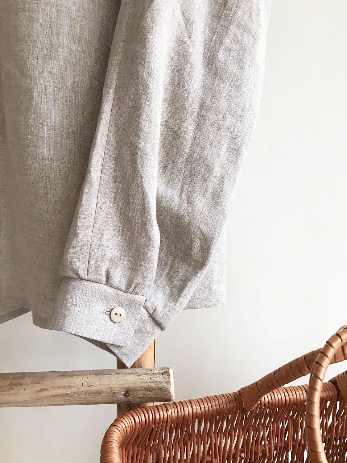 Linen blouse with Peter Pan collar, Linen Shirt Women, Long Sleeve Shirt, Linen Tee, Plus size shirt, Linen Blouse with Collar, Cute Top