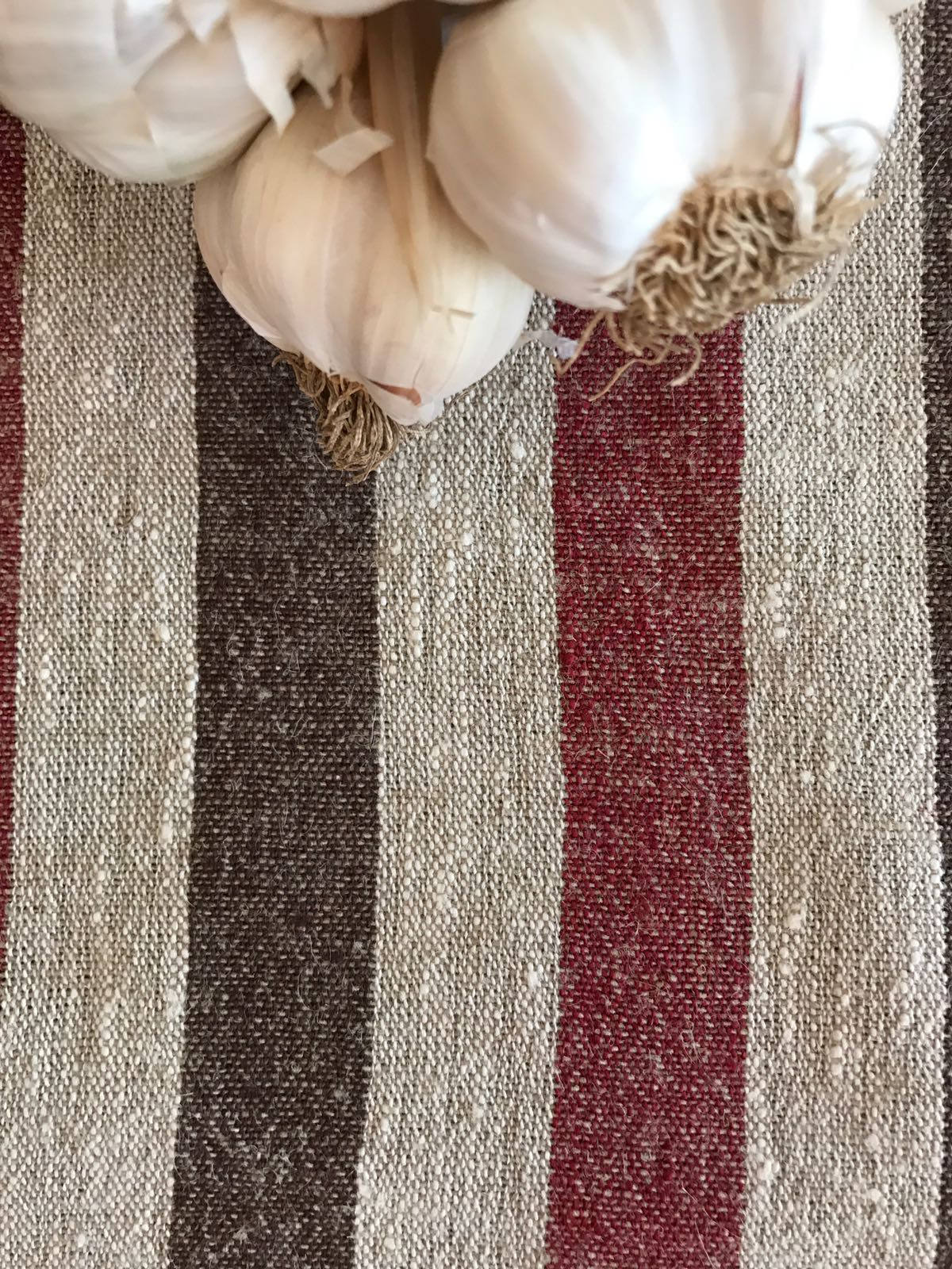 Striped placemats, set of 6 linen placemats, cloth placemats, rustic placemats, country placemats, natural placemats, red and black placemat