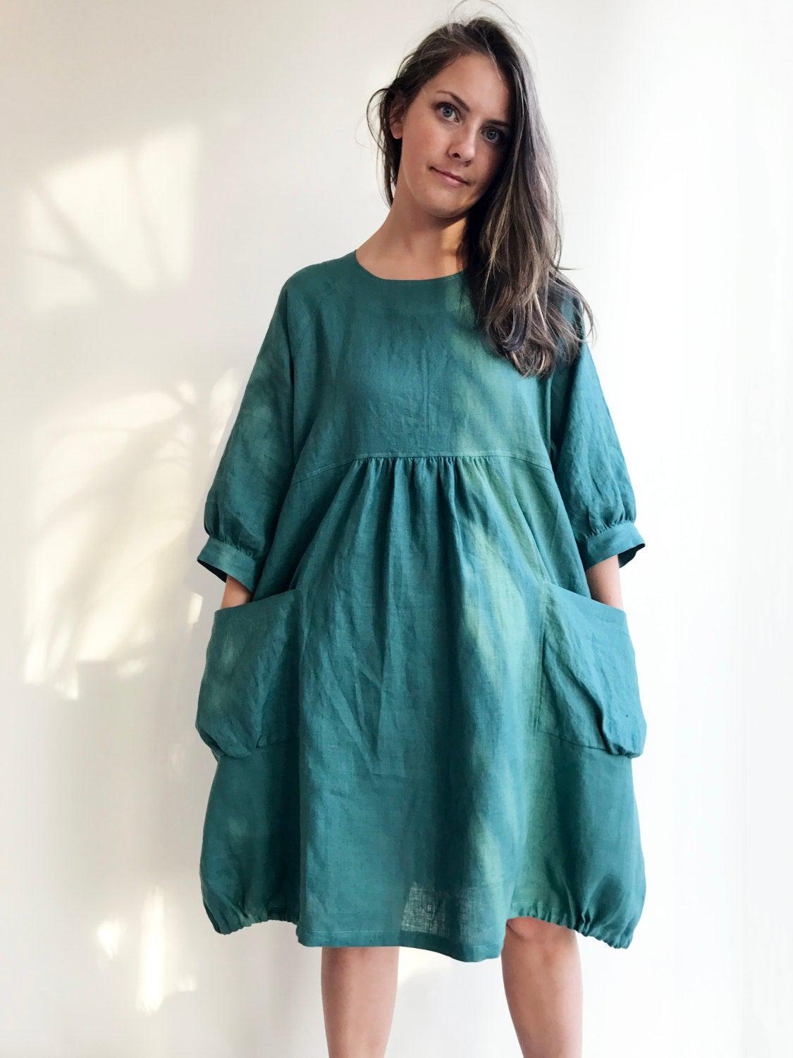 Loose Tunic Dress, Linen Dress - Linenbee Loose Tunic Dress, Linen Dress - Linenbee