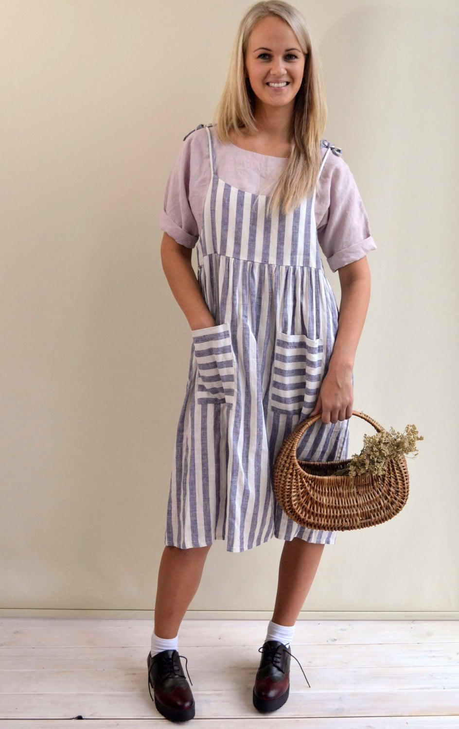 Linen Strap Dress, Linen Jumper Dress, Sundress, Sleeveless Dress, Womens Sundress, Plus Size Dress, Linen Dress Women Jumper Pinafore