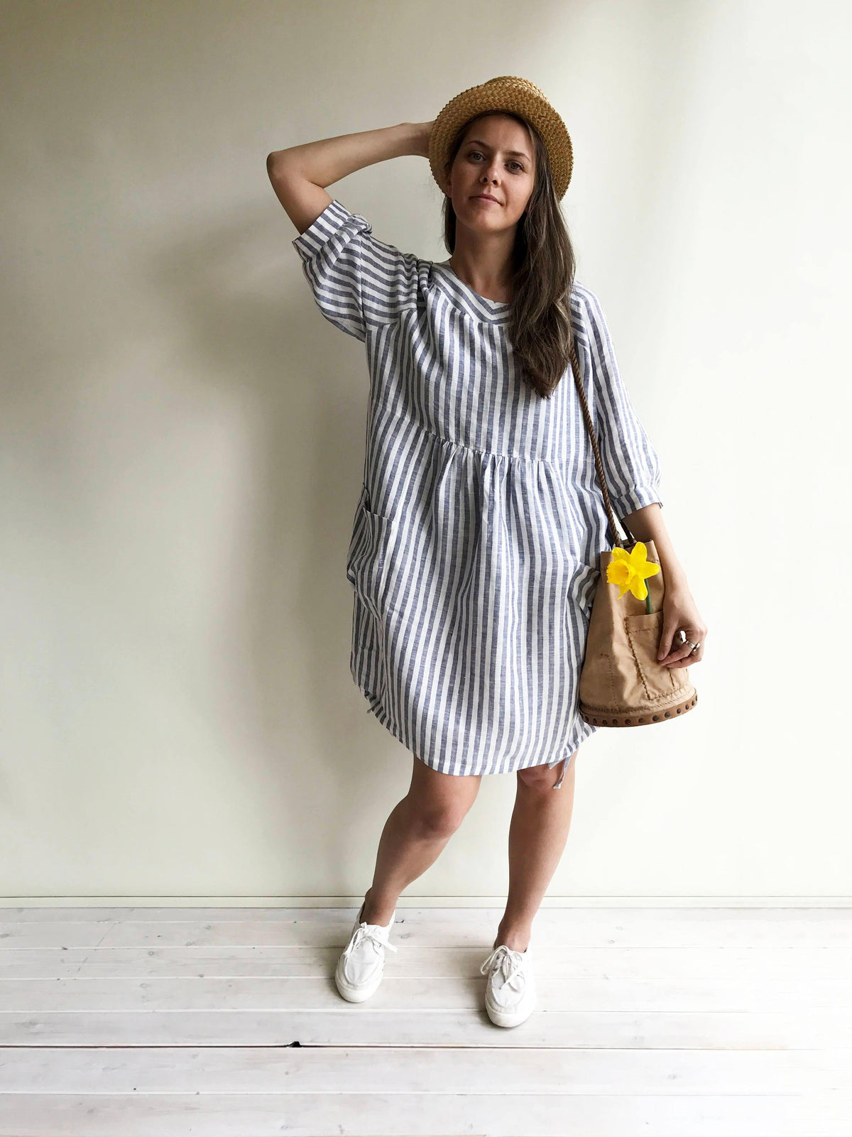 Striped Linen Dress, Summer Dress - Linenbee Striped Linen Dress, Summer Dress - Linenbee