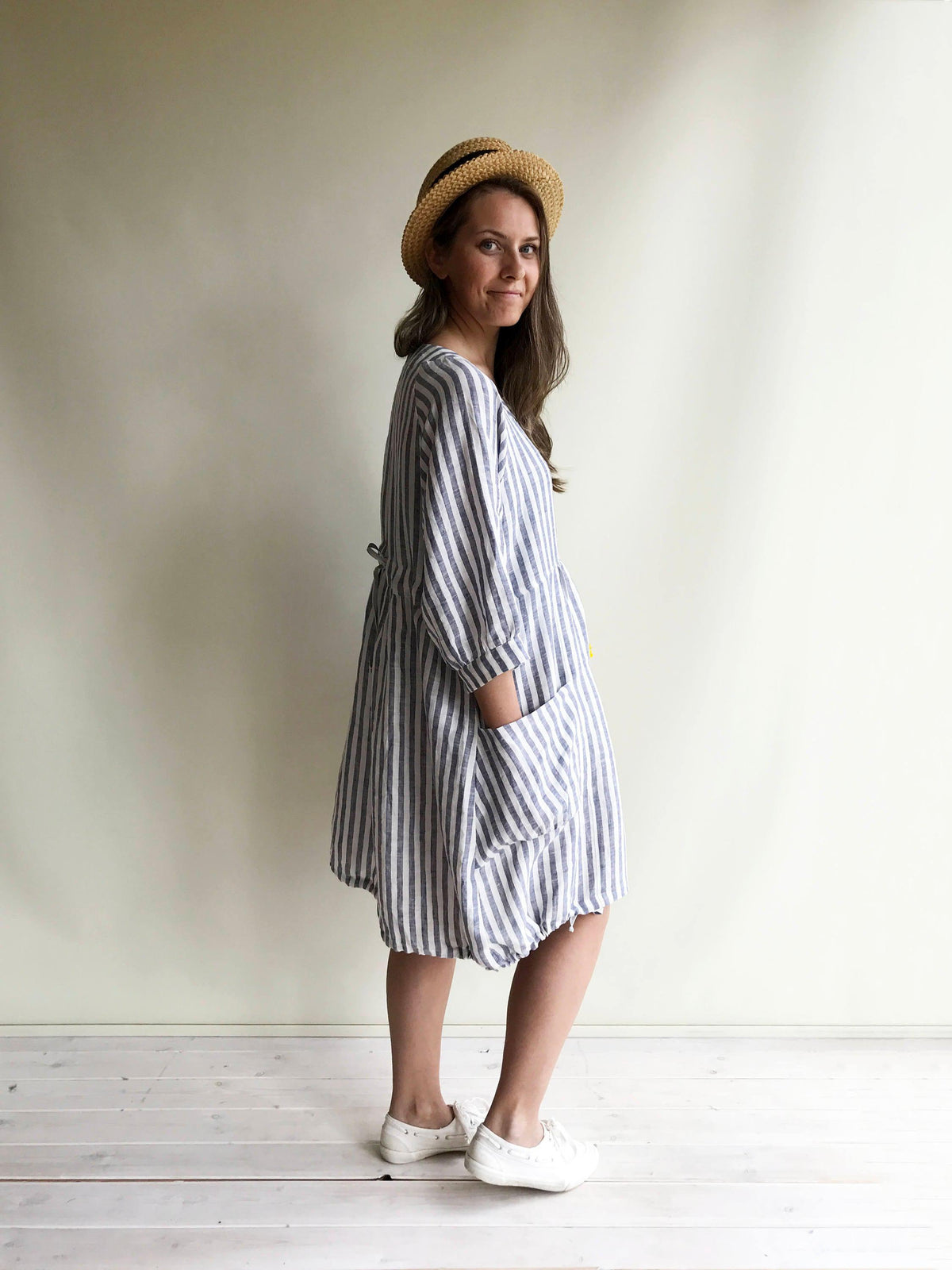 Striped Linen Dress, Summer Dress - Linenbee Striped Linen Dress, Summer Dress - Linenbee