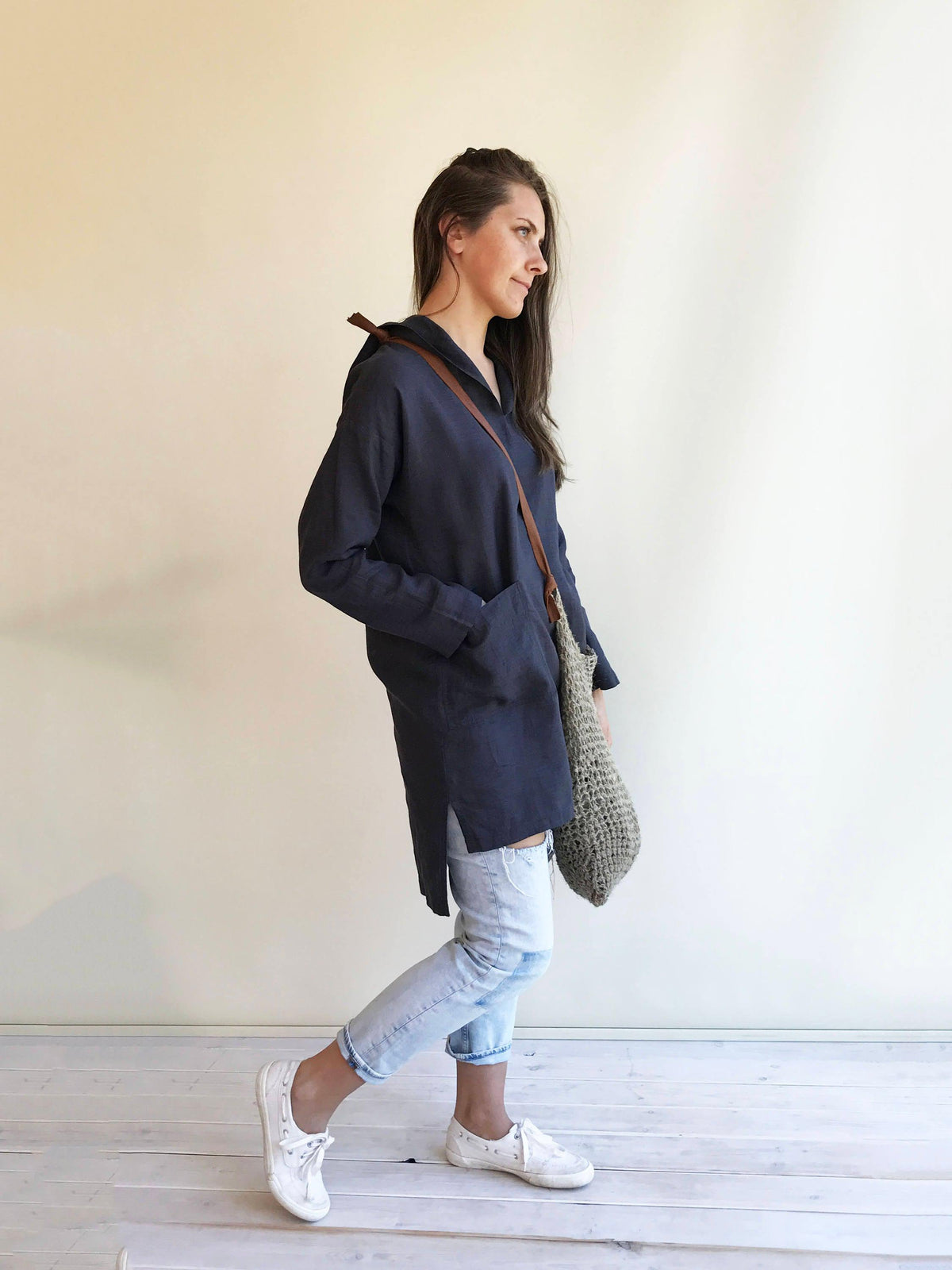 Tunic with a hood, Linen Tunic Top, Hooded Top, Beach Dress, Beach Cover up, Womens Shirt, Loose Plus Size Hooded Shirt, Grey linen Womens