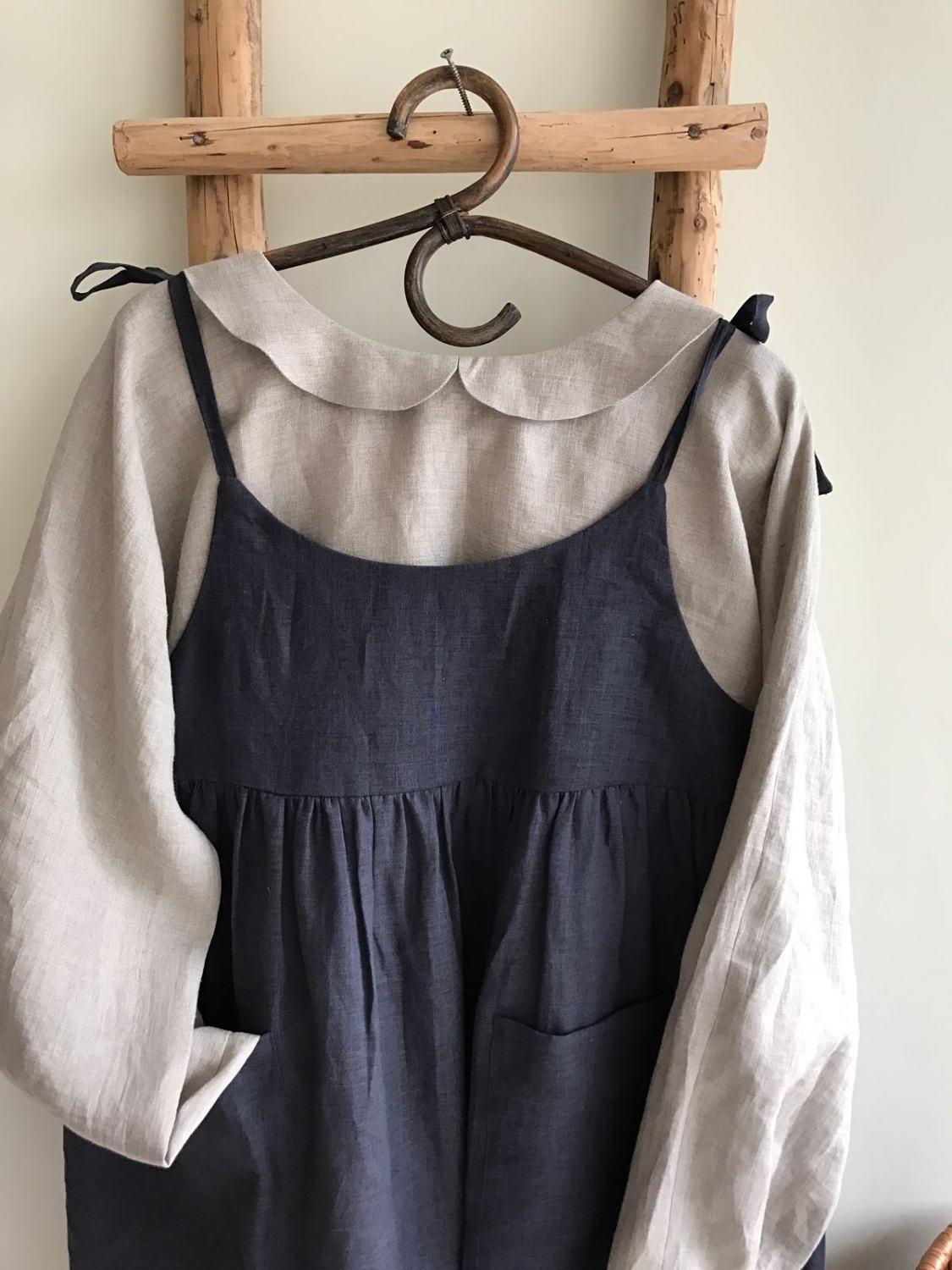 Linen blouse with Peter Pan collar, Linen Shirt Women, Long Sleeve Shirt, Linen Tee, Plus size shirt, Linen Blouse with Collar, Cute Top