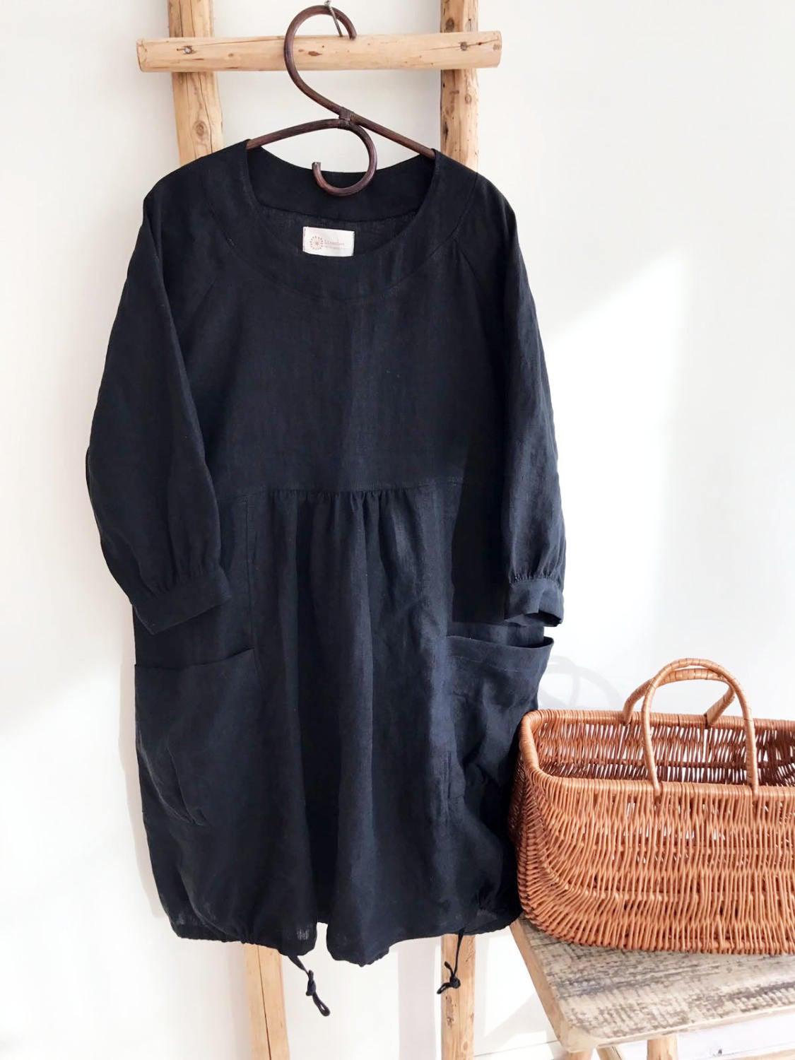 Comfortable Loose Tunic Dress, Linen Tunic for women - Linenbee Comfortable Loose Tunic Dress, Linen Tunic for women - Linenbee