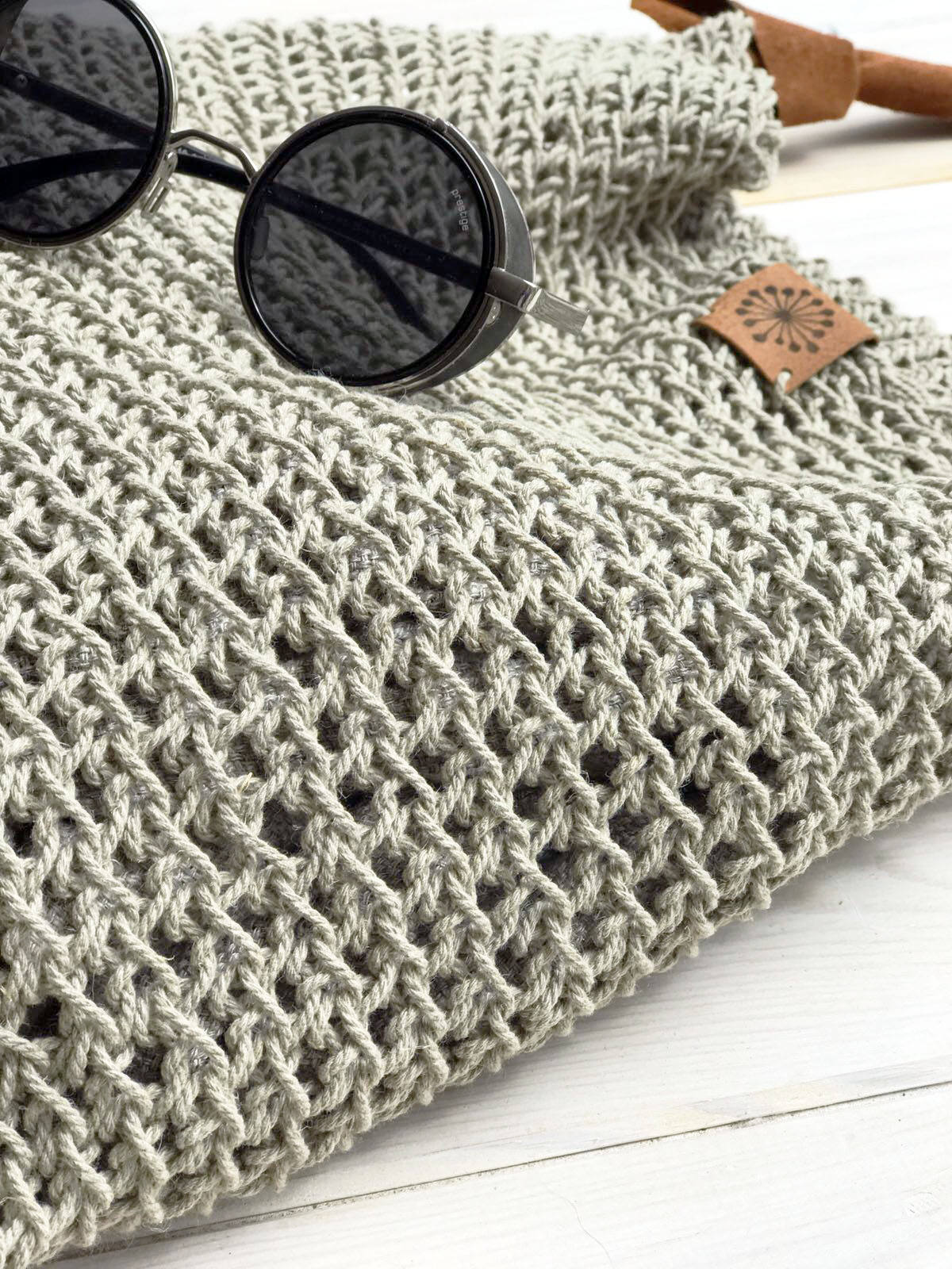 Linen Tote Bag, Rustic Shoulder Bag, Natural Summer Bag with Leather strap, Crochet tote bag, Beach bag, Crochet bag, Boho Shoulder Bag