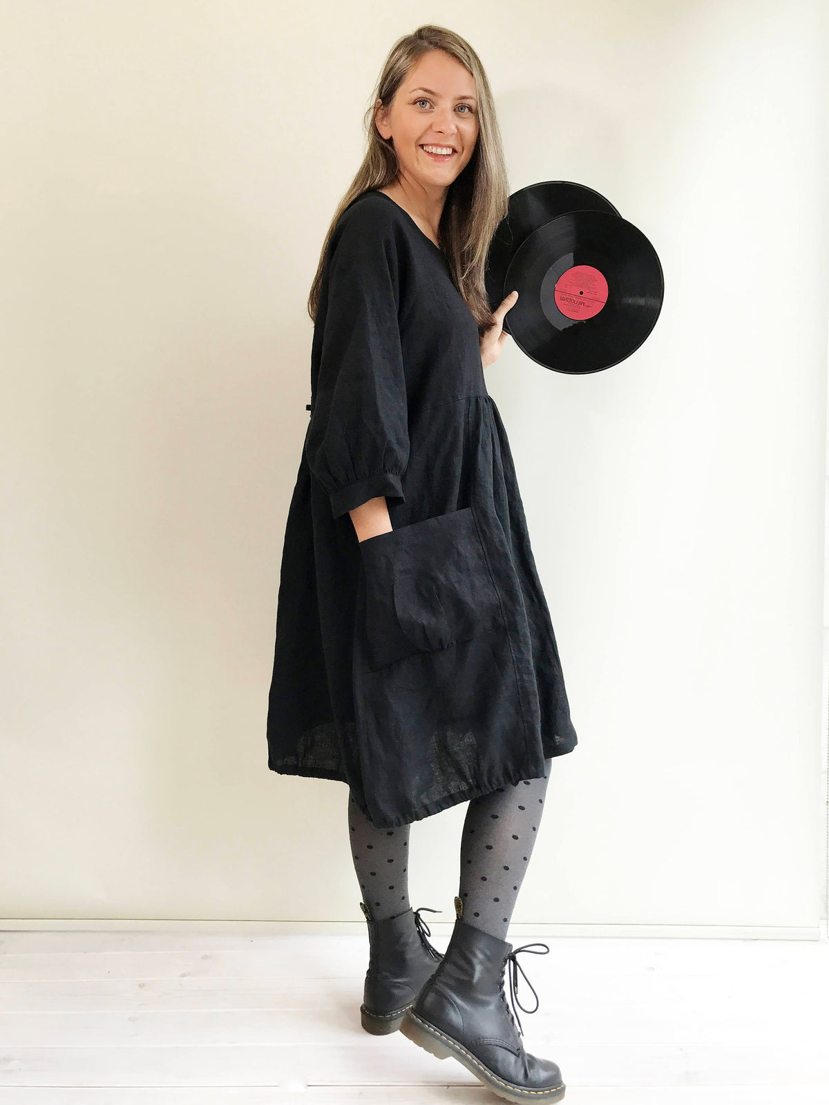 Loose Linen Dress, Linen Tunic Dress, Dress for women, Plus size Dress, Plus size tunic dress, linen dress for women Black Tunic Linen Dress