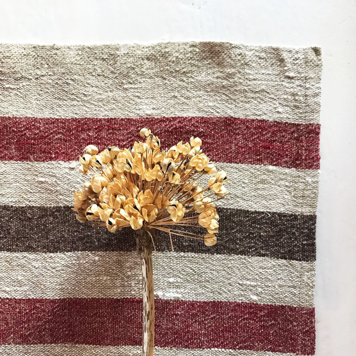 Striped linen placemats, set of 10 placemats, striped placemats, rustic placemats, country placemats, natural placemats, red black ticking