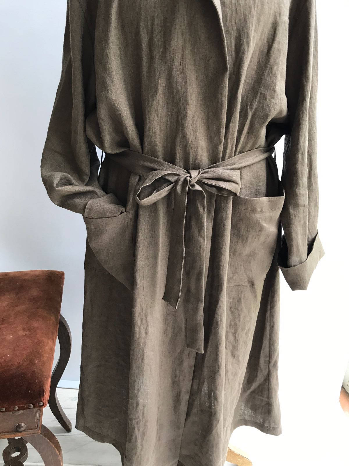Hooded Linen Bath robe, Womens Linen Robe, Linen Robe, Womens Robe, Kimono Robe, Soft Nightgown, Womens Sleep Wear, Morning Gown with a hood