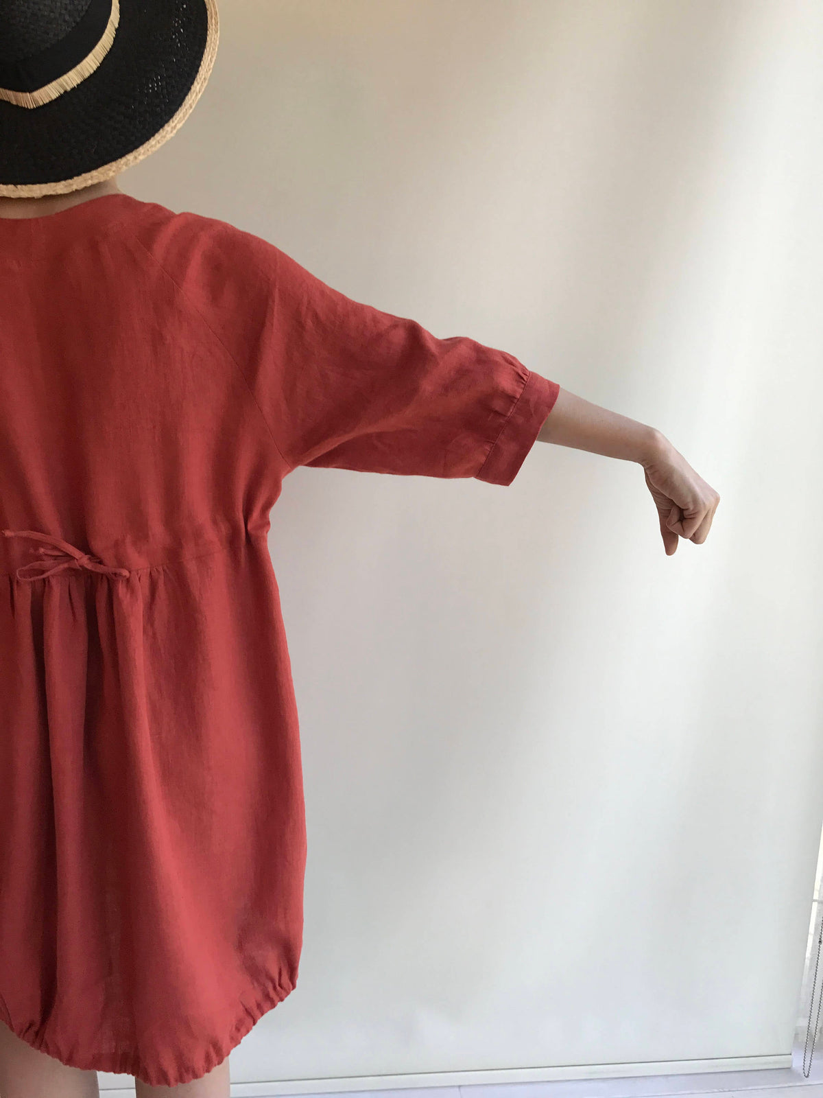 Loose Linen Dress in Clay Orange, Linen Dress Plus size Linen Dress Linen Dress for Women, Dress with Sleeves, Womens Dress, Tunic Dress