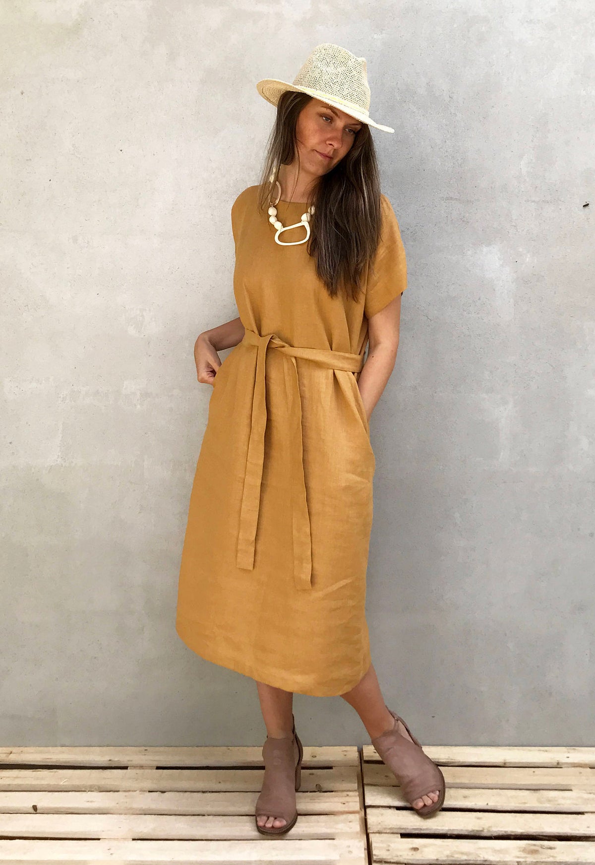 Long Linen Tunic Dress with Short Sleeves, Simple Linen Dress, Long Dress, Plus size Maxi Linen Dress, Long linen dress, Long Womens tunic