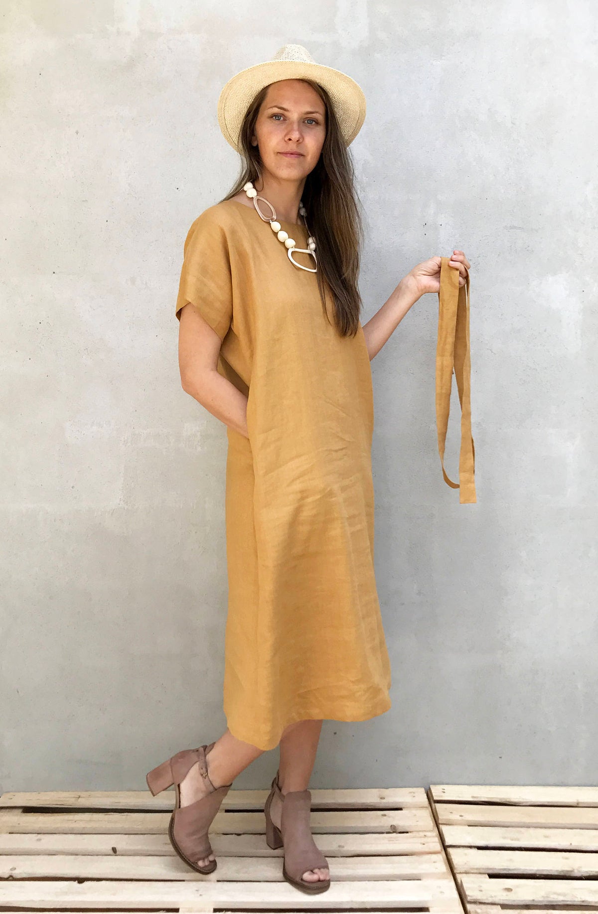 Long Linen Tunic Dress with Short Sleeves, Simple Linen Dress, Long Dress, Plus size Maxi Linen Dress, Long linen dress, Long Womens tunic