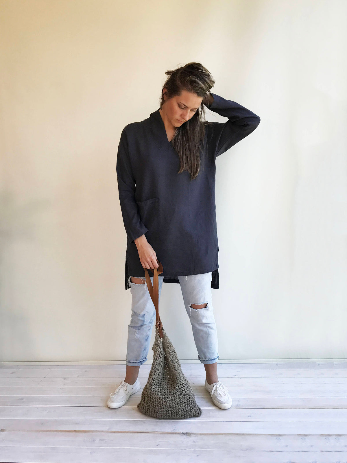 Ready to Ship Size L Tunic with a hood, Linen Tunic Top, Hooded Top, Beach Dress, Cover up, Womens Shirt, Loose Hooded Shirt Women Linen