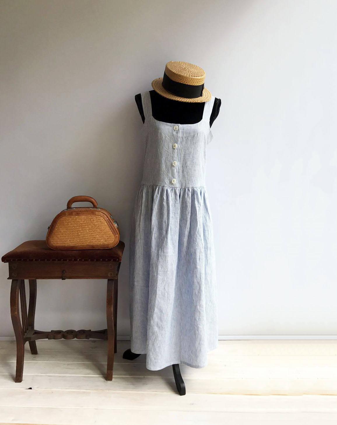 Sleeveless Linen Dress 'Isabella', Button Up Jumper Dress from Linen - Linenbee Sleeveless Linen Dress 'Isabella', Button Up Jumper Dress from Linen - Linenbee