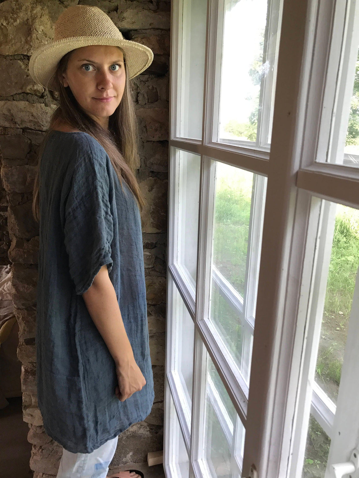 Loose Linen Tunic Top &amp;#39;Helen&amp;#39;, Gauzy Lightweight Coverup, Gauzy Linen Top, Gauze Top, Beach Cover Up, Plus size cover up Plus Size Tunic Top