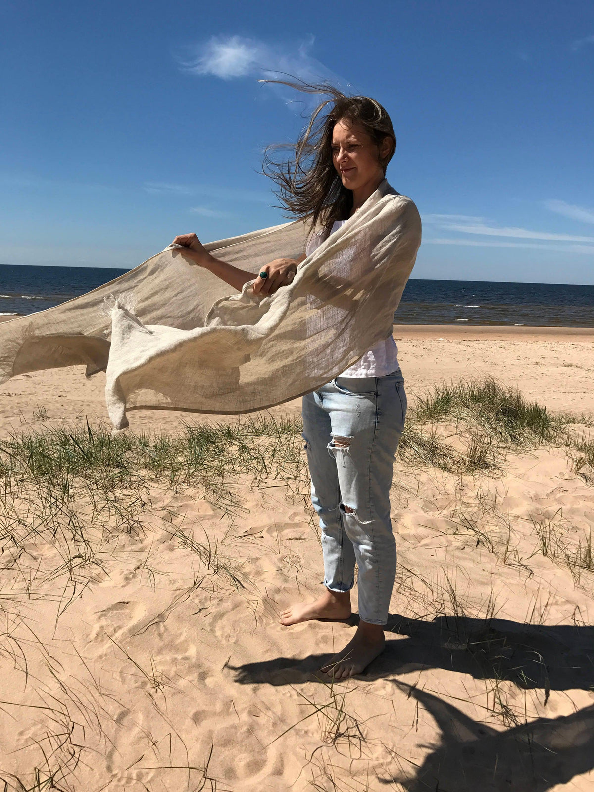 Natural Linen Scarf, Extra Long Scarf, Oversized Shawl, Lightweight Scarf, Eco friendly Scarf, Scarf for Her, Boho Scarf, Pure Linen Scarf