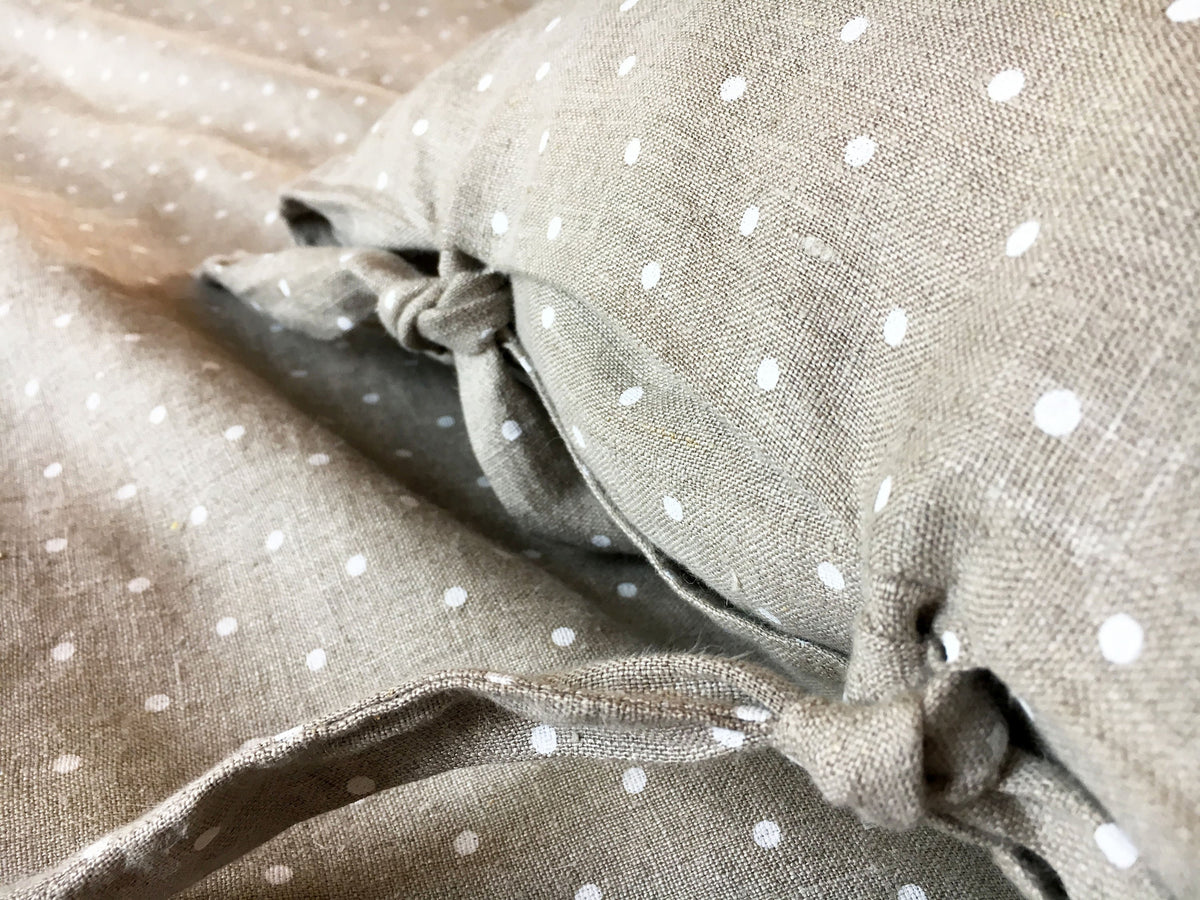Polka Dot Linen Pillowcases, Set of Two Linen Pillowcases with white polka dots, Sham, Queen, King, Standard by Linenbee Natural Linen