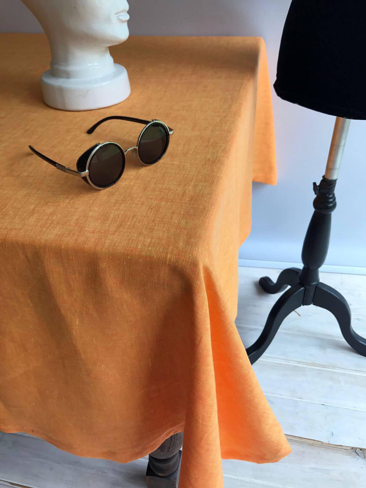 Orange Linen Table Cloth, Sunny Linen Tablecloth Rectangle, Tablecloth Square, Tablecloth linen, Custom Tablecloth, Thanksgiving Tablecloth