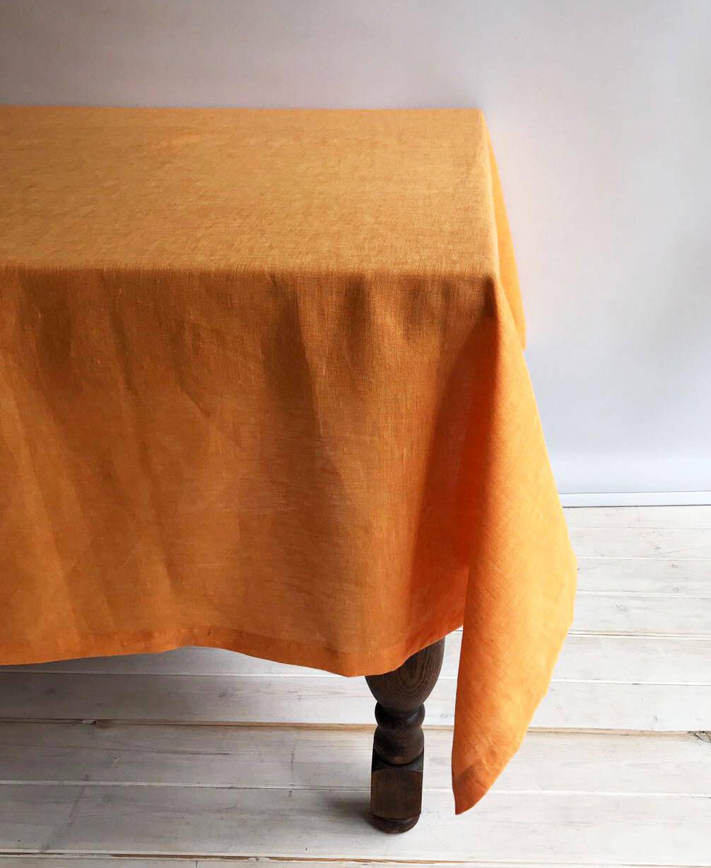 Orange Linen Table Cloth, Sunny Linen Tablecloth Rectangle, Tablecloth Square, Tablecloth linen, Custom Tablecloth, Thanksgiving Tablecloth