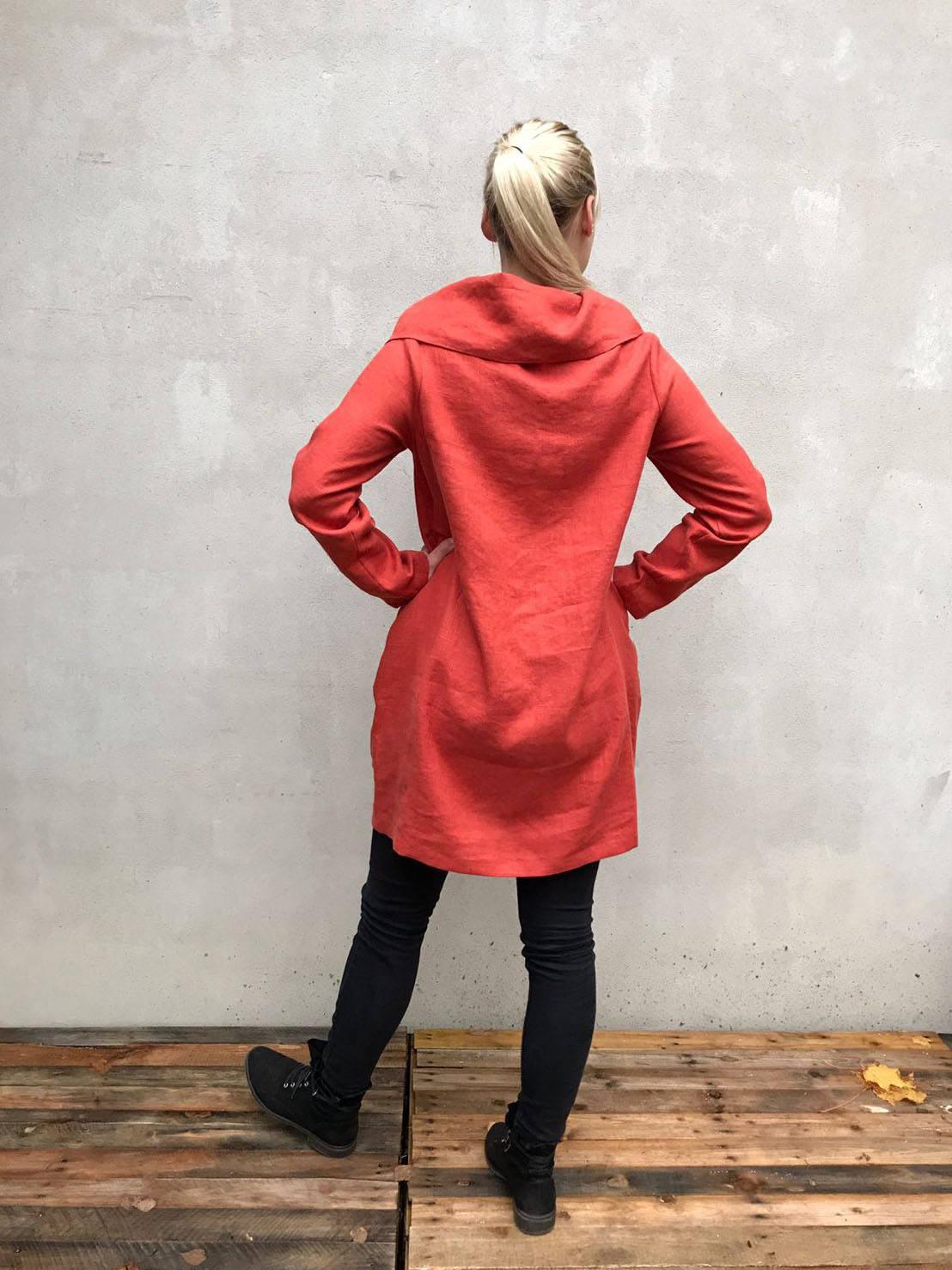 Linen Tunic Dress with Raised Neck, Womens Dress, Linen Dress, Long Sleeve Tunic Dress, Plus size tunic, Linen Dress for Women, Womens tunic