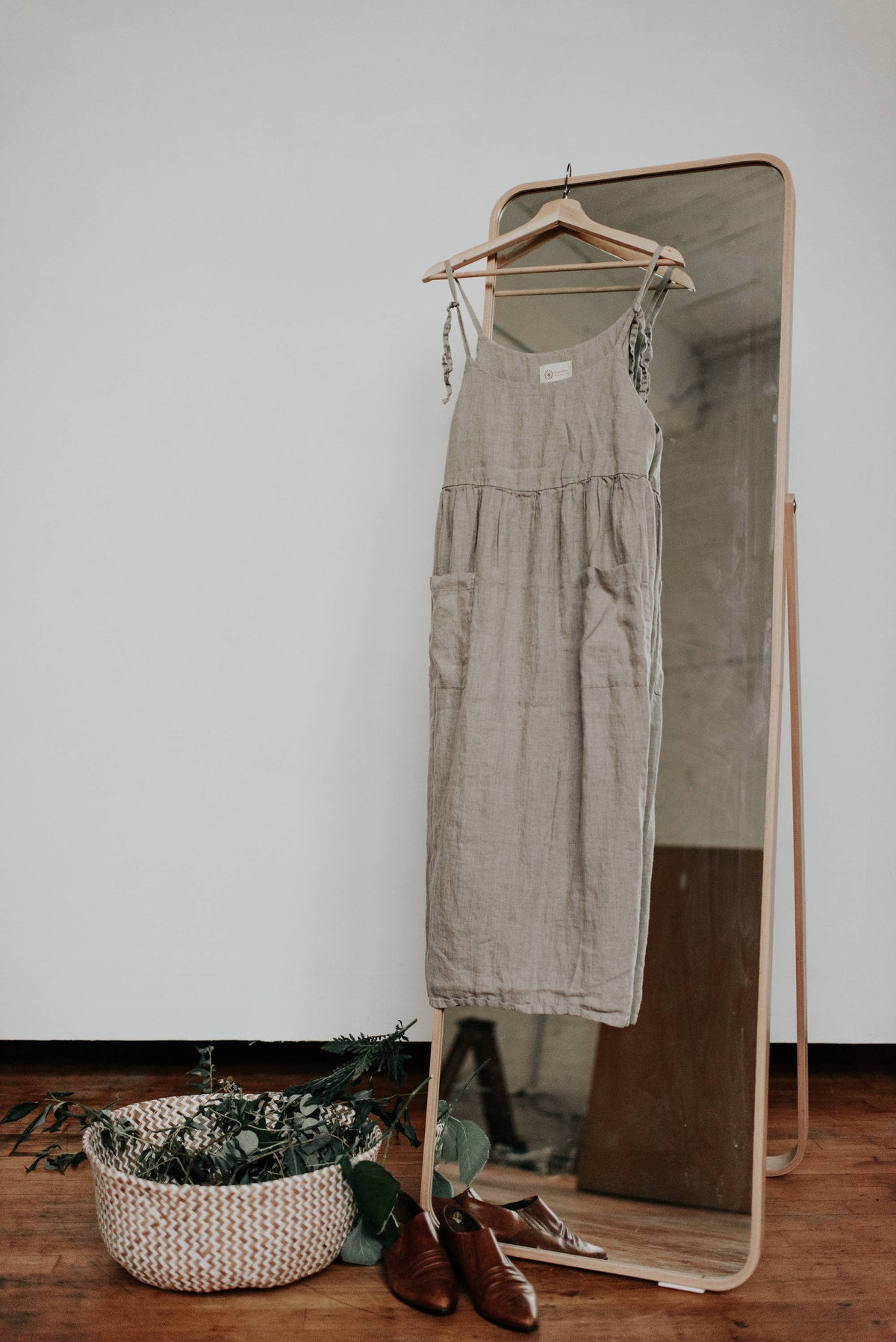 Natural Linen Pinafore Dress 'Angelica', Linen Sundress - Linenbee Natural Linen Pinafore Dress 'Angelica', Linen Sundress - Linenbee