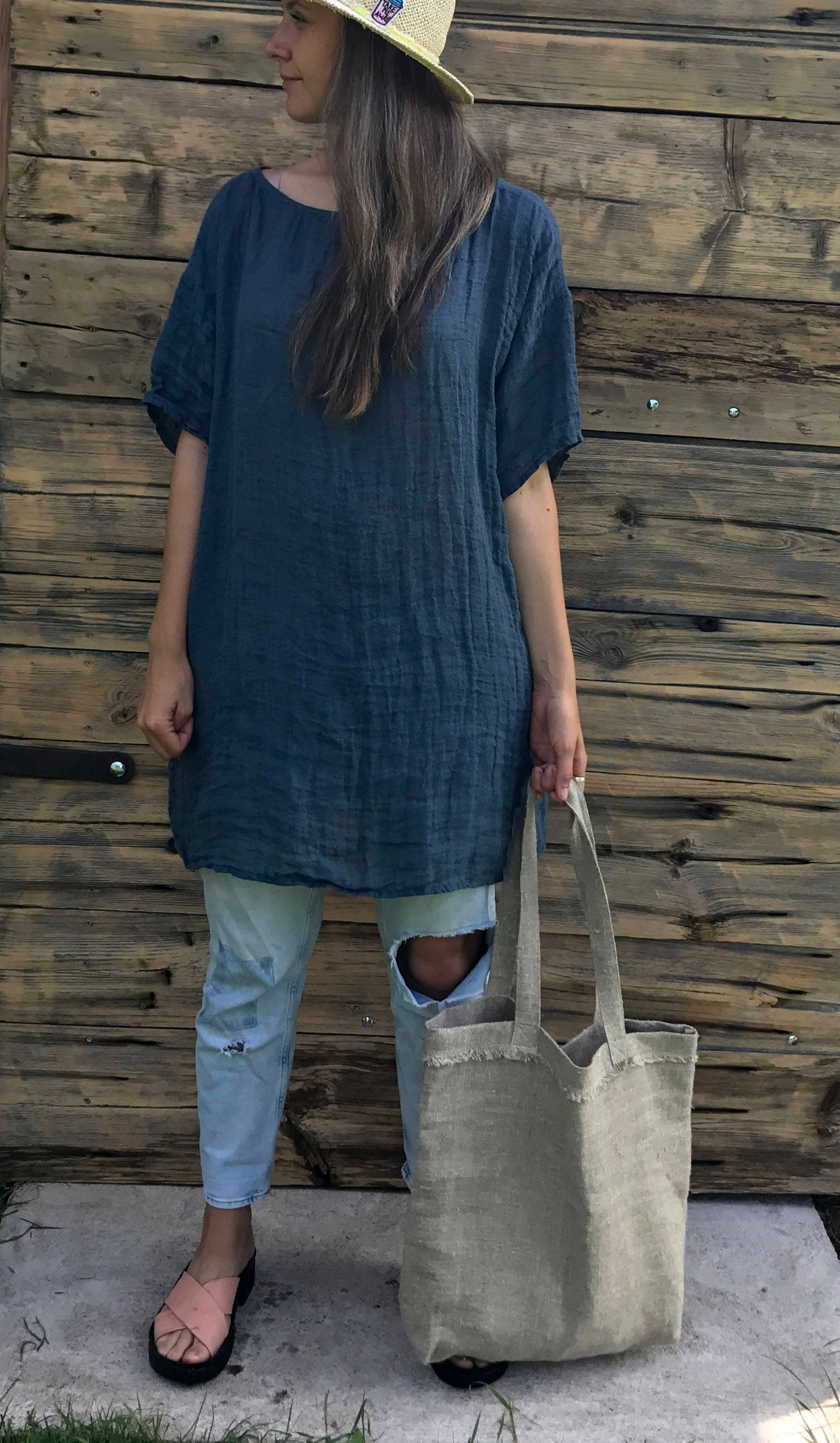 Burlap Shopping Bag, Rustic Linen Tote Bag, Natural Linen Canvas Tote Bag, Linen Handbag, Fabric Handbag, Shoulder bag, Grey Brown Handbag