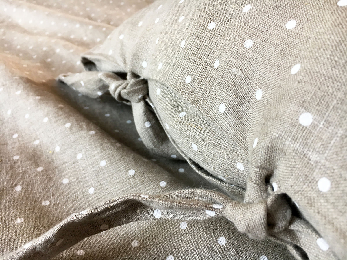 Linen duvet cover, polka dot linen bedding, natural duvet cover queen, king, twin custom natural 100% pure linen by Linenbee polka dot cover