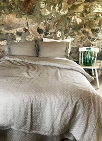 Linen duvet cover, polka dot linen bedding - Linenbee