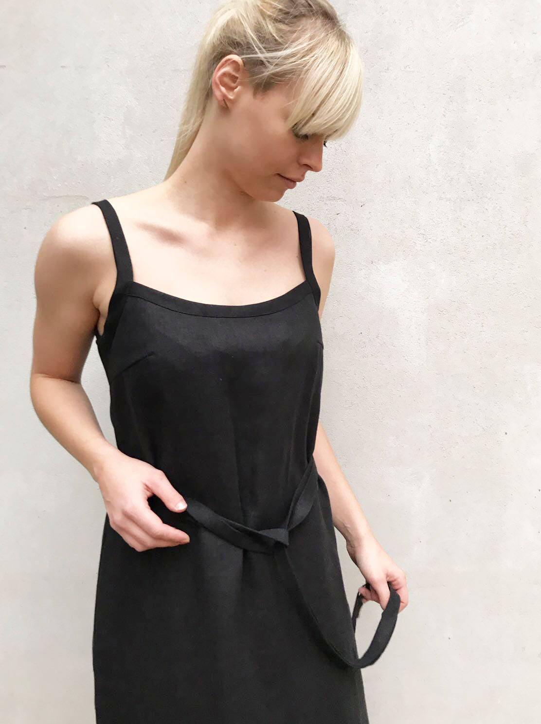 Black Linen Cami Dress, Linen Maxi dress Black - Linenbee Black Linen Cami Dress, Linen Maxi dress Black - Linenbee