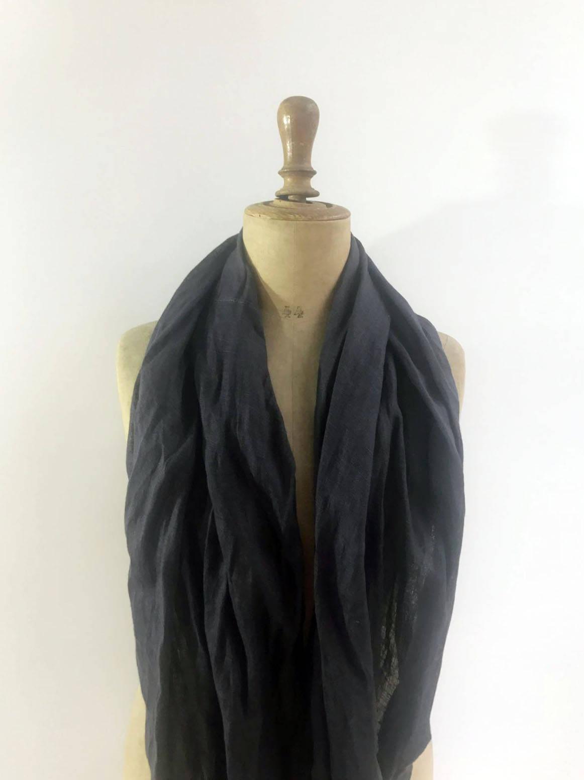Linen Infinity Scarf from Charcoal Grey, Pure Linen Wrap Shawl, Light Infinity Scarf Grey, Infinity Scarf for Women, Grey Linen Scarf