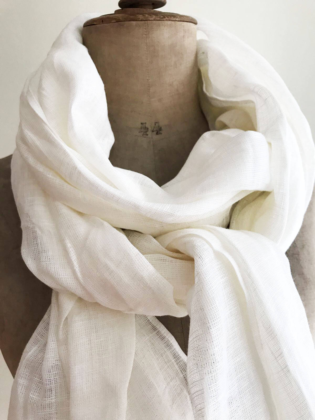 Light White Linen Scarf Soft Linen Shawl for Men or Women, Husband