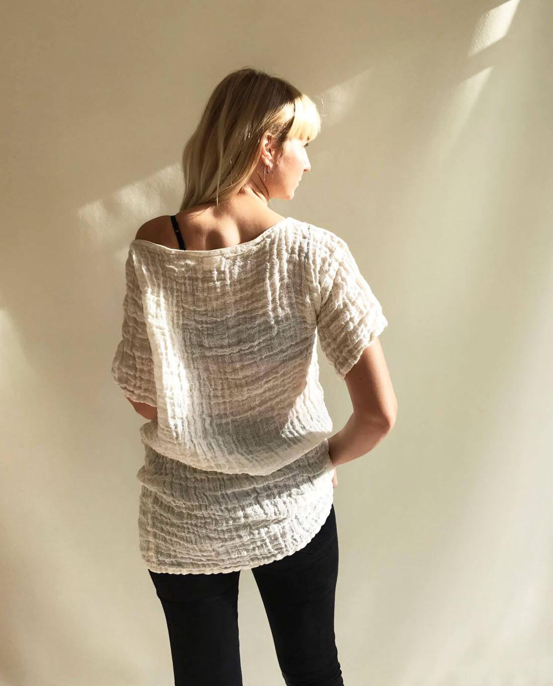 Gauze Linen Top in Creamy Off White , Boho Womens Top, Vacation Top Coverup, Tunic top, Linen Shirt Women, Plus size top Shirt Natural Eco