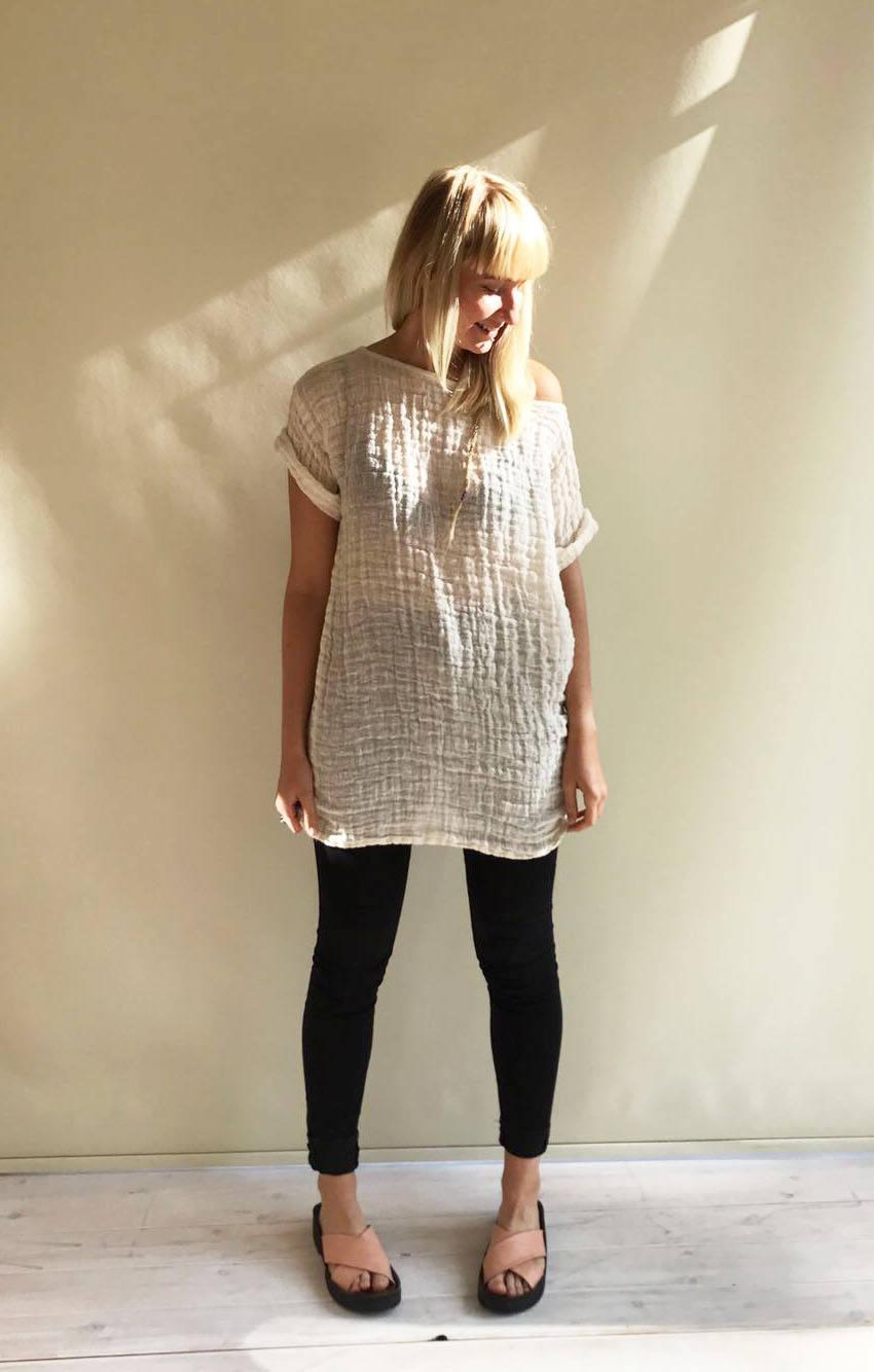 Gauze Linen Top in Creamy Off White , Boho Womens Top, Vacation Top Coverup, Tunic top, Linen Shirt Women, Plus size top Shirt Natural Eco