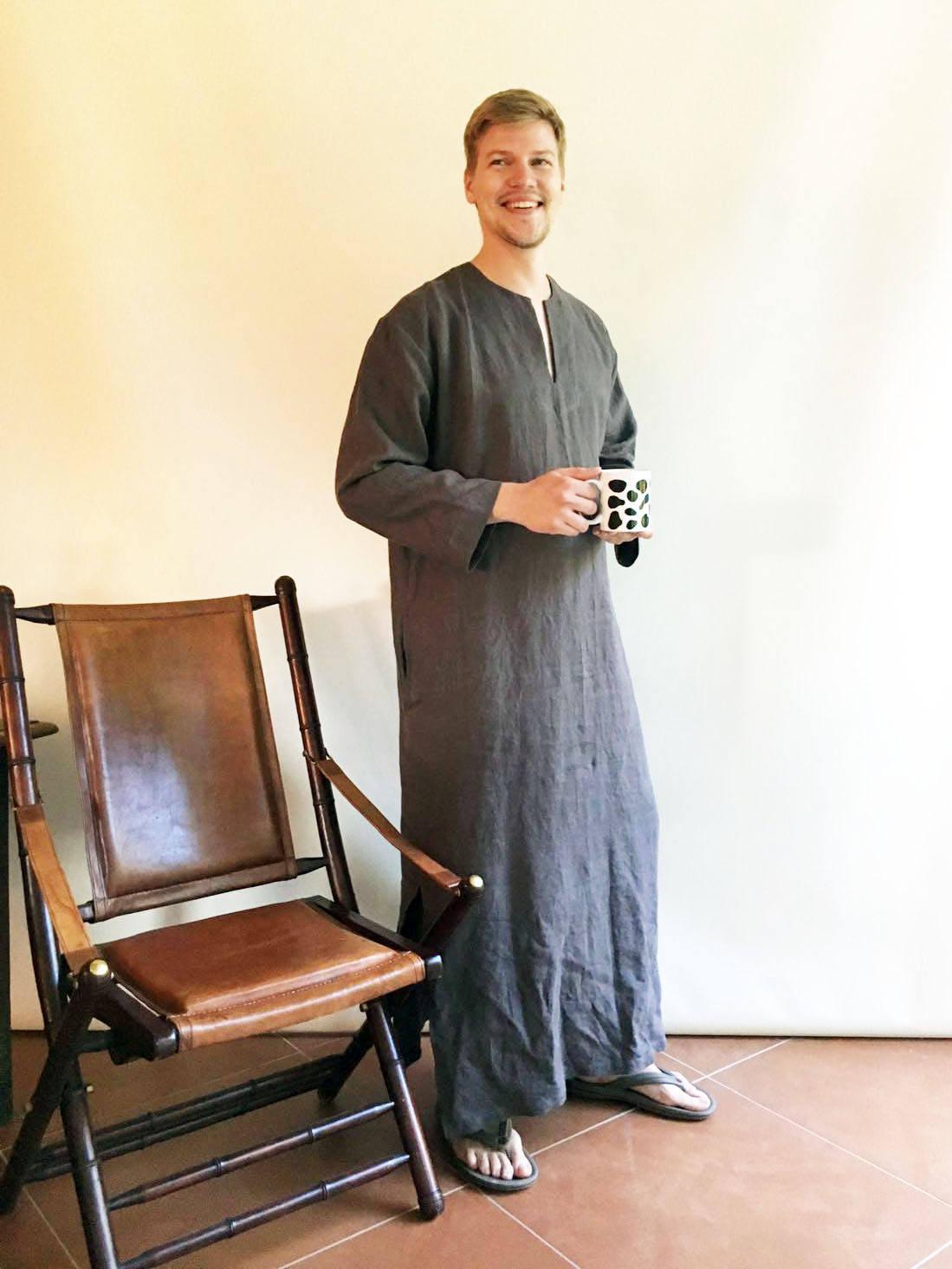 Linen Kaftan Men 'Jim', Kaftan Robe Linen Kaftan Men 'Jim', Kaftan Robe