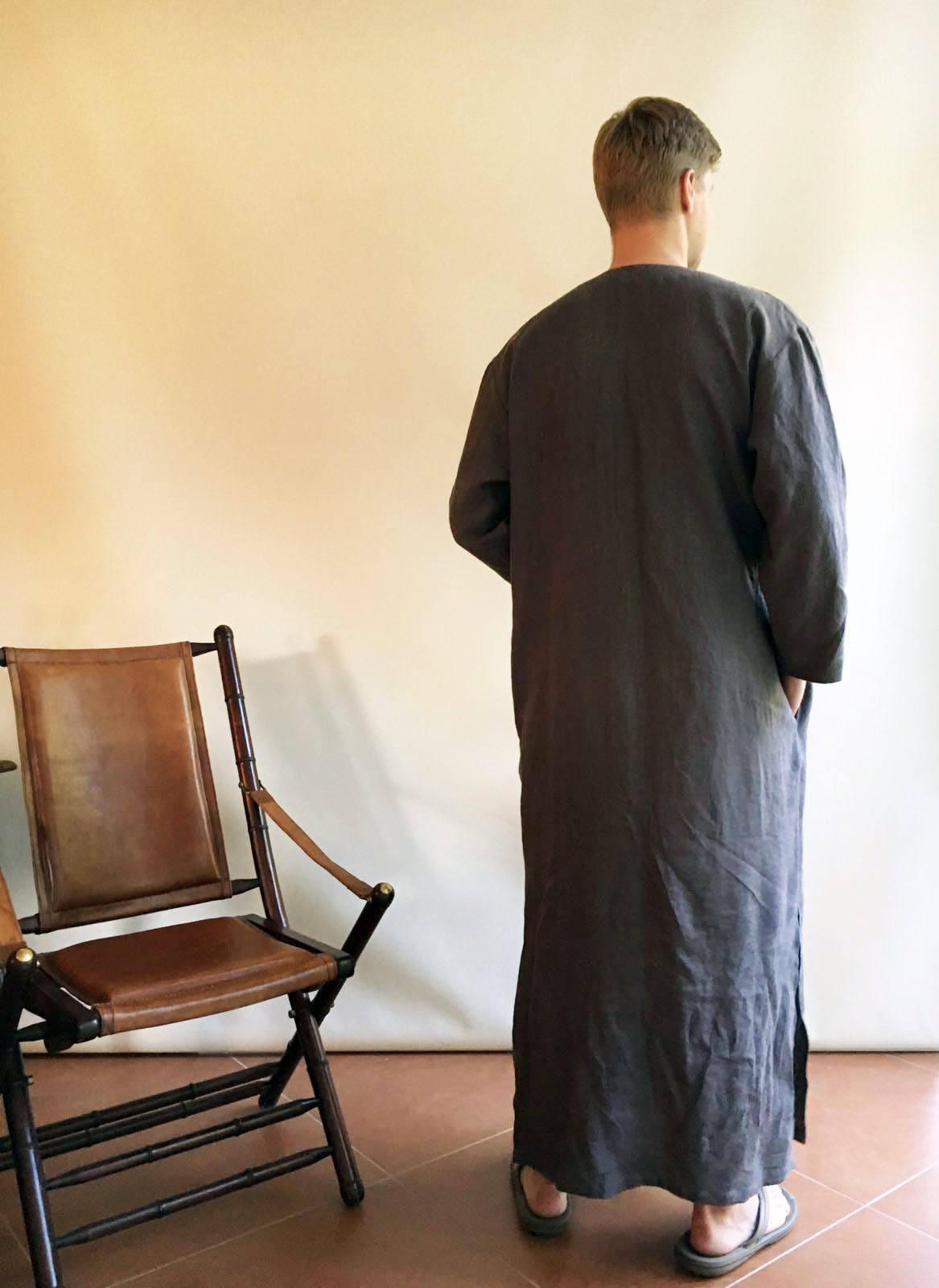 Linen Kaftan men, Kaftan Robe, Man robe, Caftan, Plus size caftan, Gift for man kaftan, boyfriend gift, linen pyjamas husband gift Man gifts