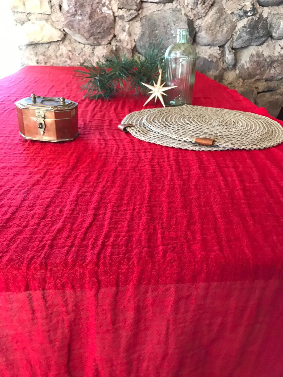 Christmas Red Linen Table Cloth, Red Linen Tablecloth Rectangle, Tablecloth Square, Tablecloth linen, Custom Tablecloth, Red Tablecloth