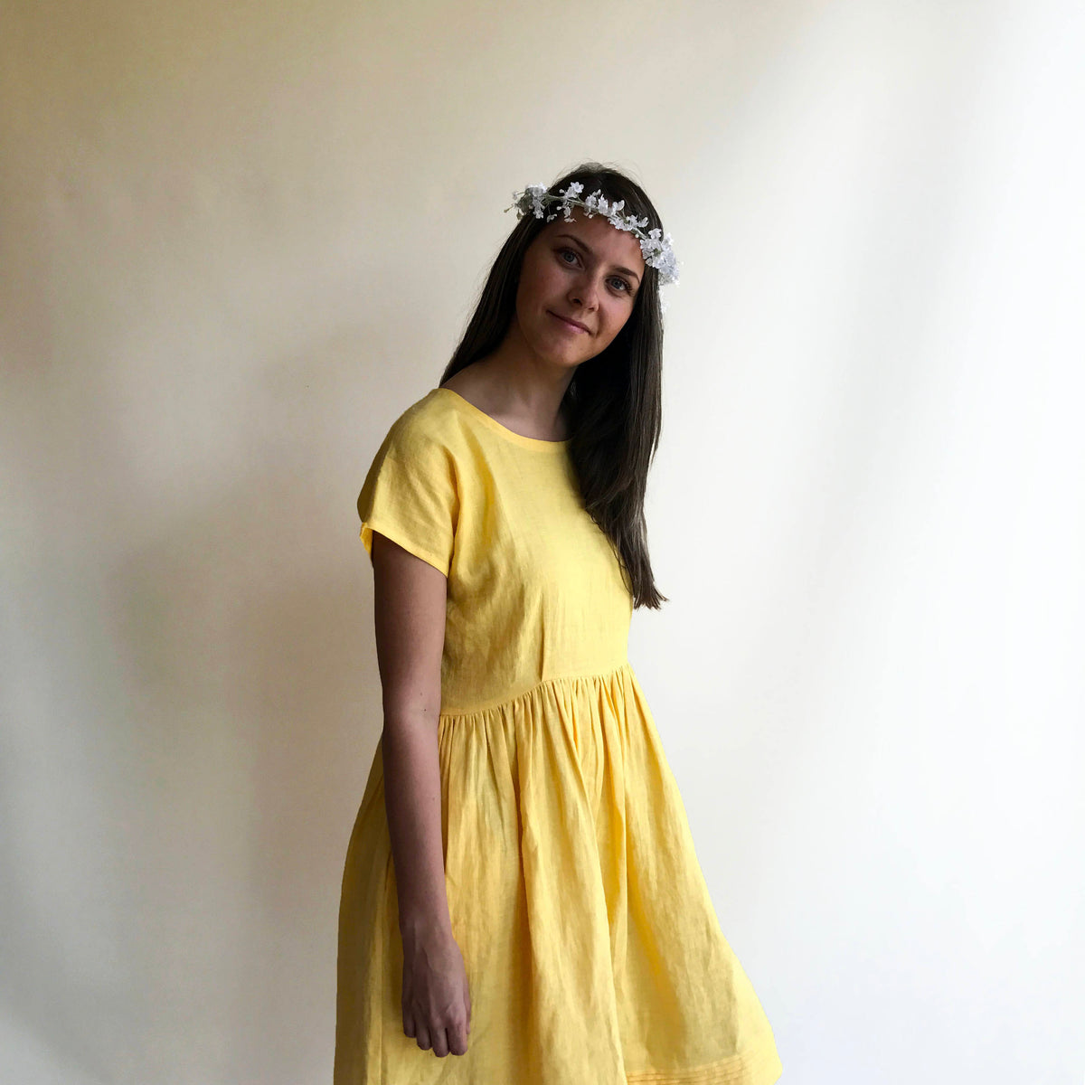 Linen Dress in Green, Midi dress, Dress with sleeves, Dress Woman, Summer Dress, Bridesmaid Dress, Linen Dresses for Women, Romantic dress