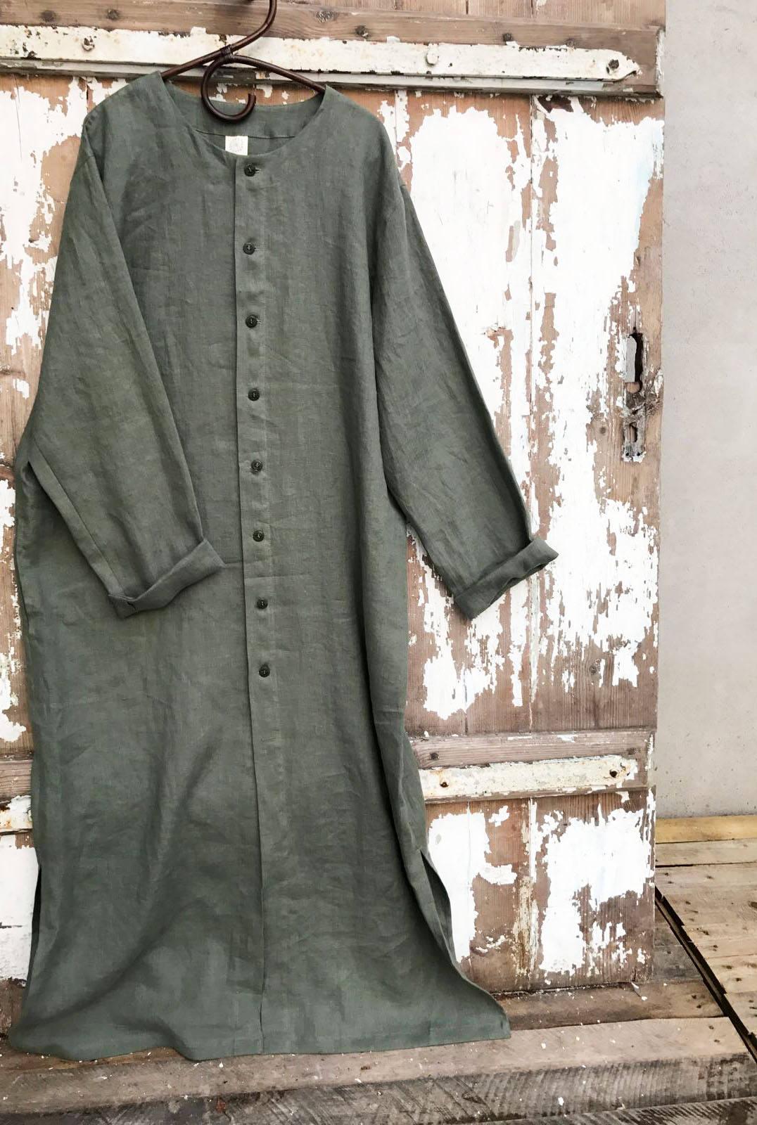 Buttoned Linen Kaftan, Kaftan Robe with Buttons, Button Up Man robe, Plus size Gift for man kaftan, boyfriend gift, linen pyjamas Man gifts