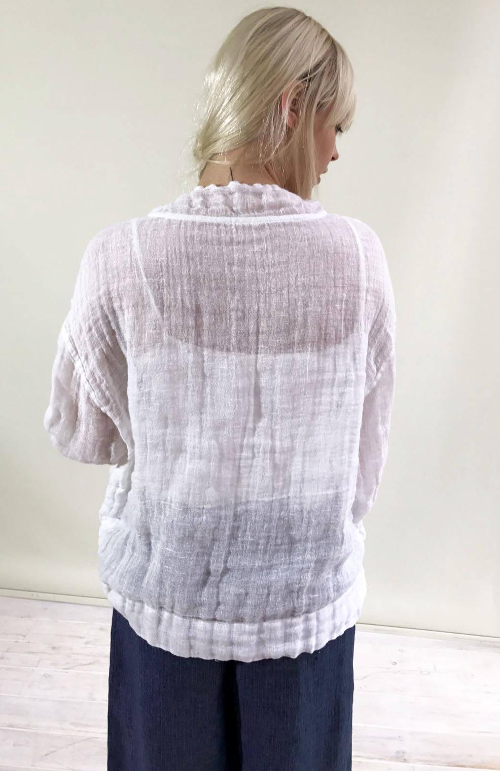 Black Gauze Top with Ruffled Cuffs, Linen Blouses For Women, Light Blouse Women, Black Blouse, White Blouse, Gauze Blouse, Gauzy Linen Top